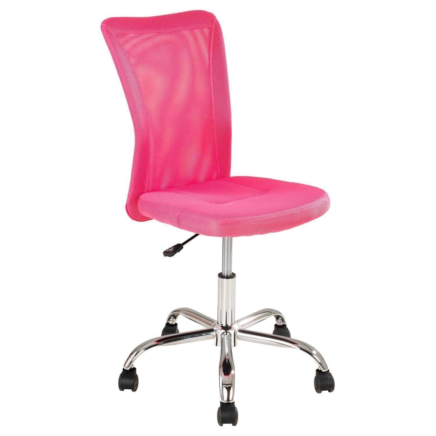 Home4You Drehstuhl für Kinder, Pink, Meshbezug, Chromgestell, Drehfunktion, Höhenverstellbar