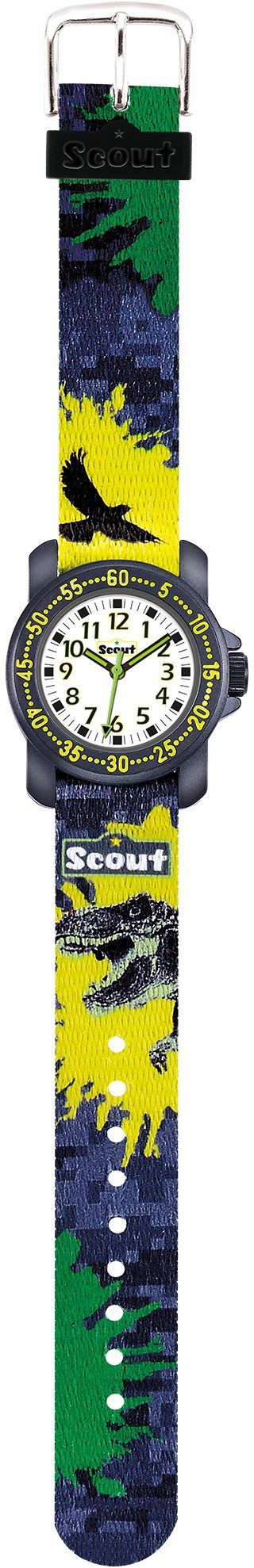 Scout Quarzuhr Action Boys, 280376039, Dinosaurieruhr, Lernuhr,  Dinosauriermotiv, ideal auch als Geschenk, Ausgefallene Armbanduhr für  Jungen