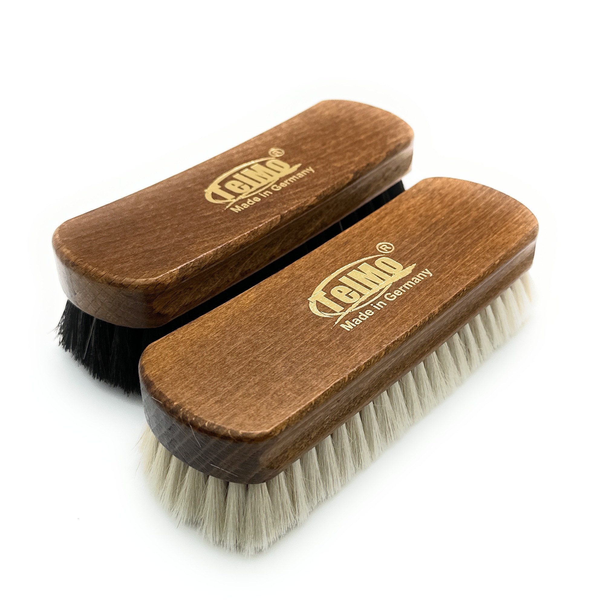 Schuhputzbürste Bürstenset Ziegenhaarbürste und Rosshaar Glanzbürste 150x50x17mm