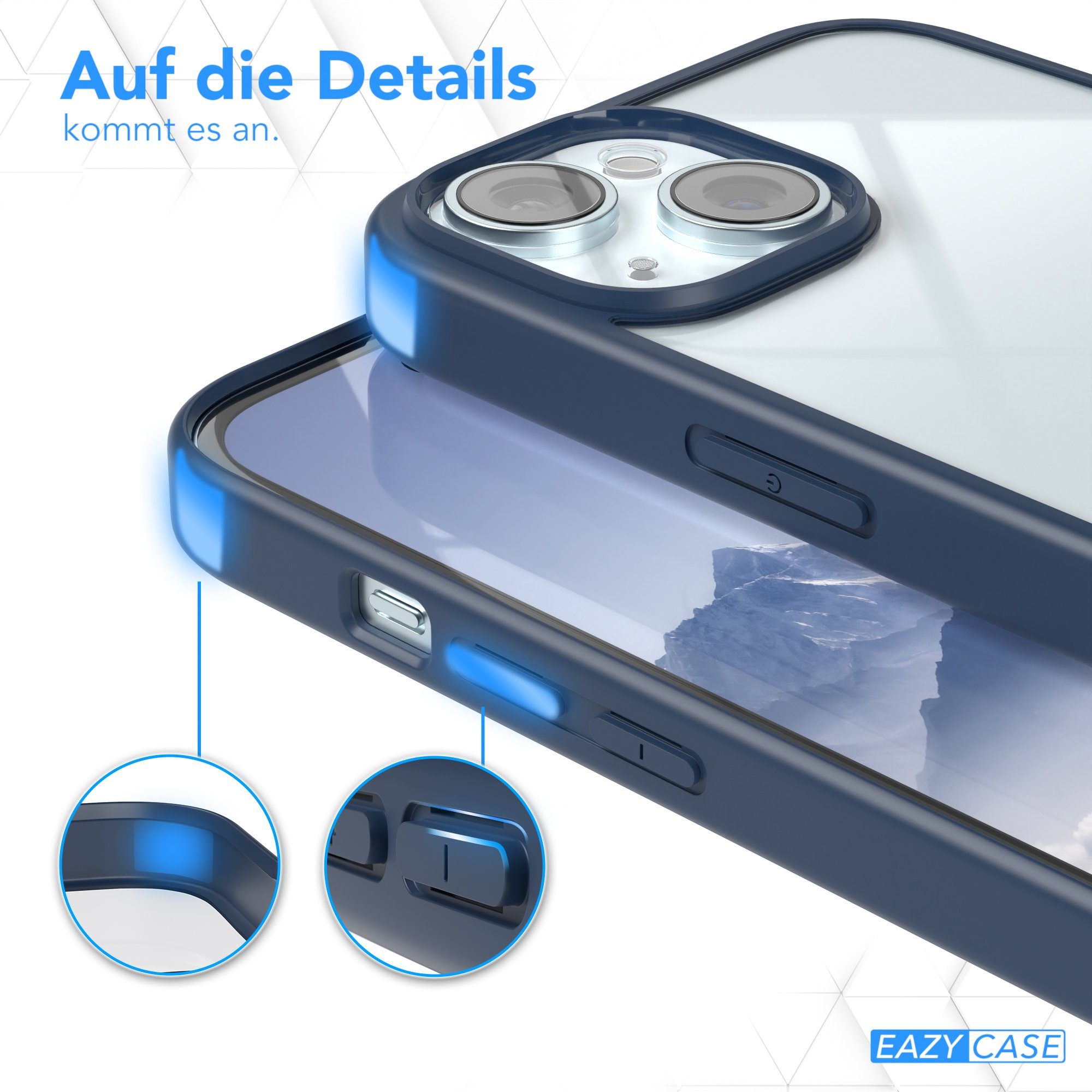EAZY CASE Handyhülle Bumper Case für Apple iPhone 15 6,1 Zoll, Handyhülle Dünn mit Kameraschutz Hybrid Handyhülle Rand Nacht Blau – Bild 4 von 5