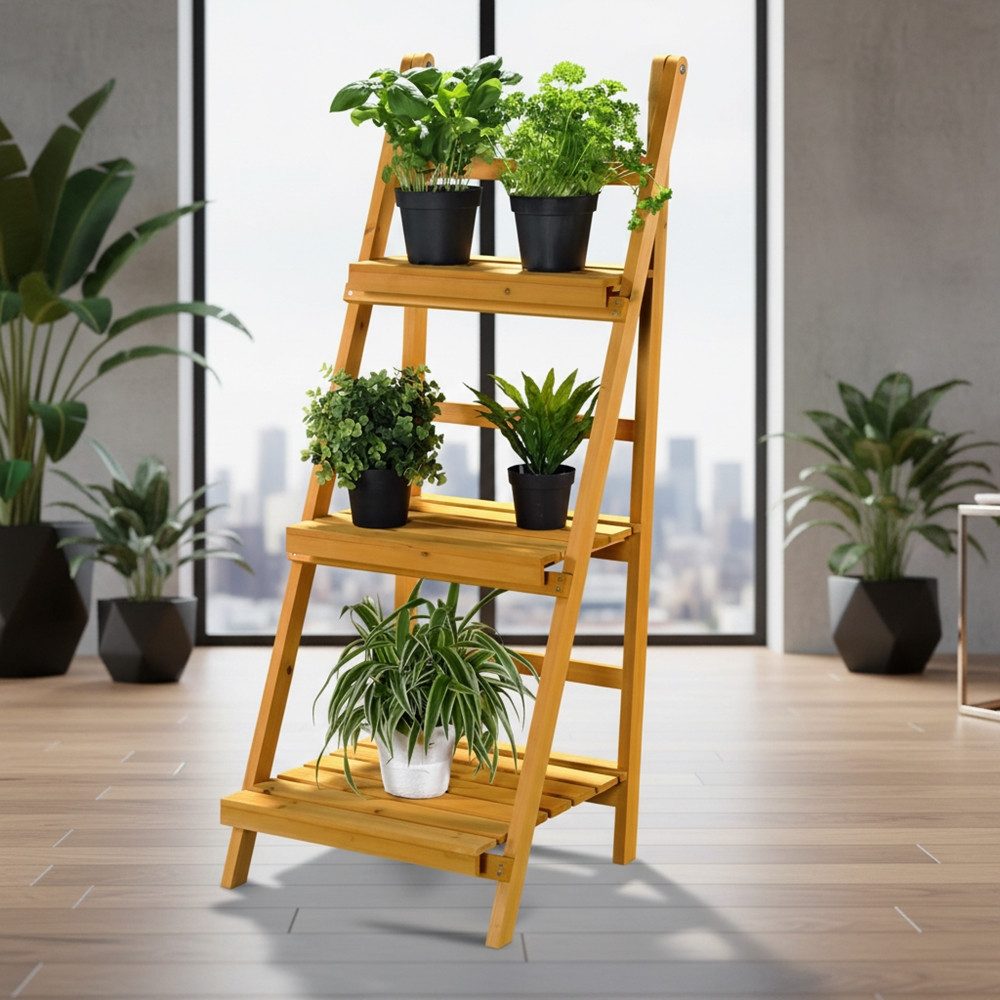 Mucola Blumenständer 3 Etagen Blumentreppe Blumenregal Blumenständer Pflanzenampel Hocker (Stück), BxTxH: 43 x 44 x 109 cm