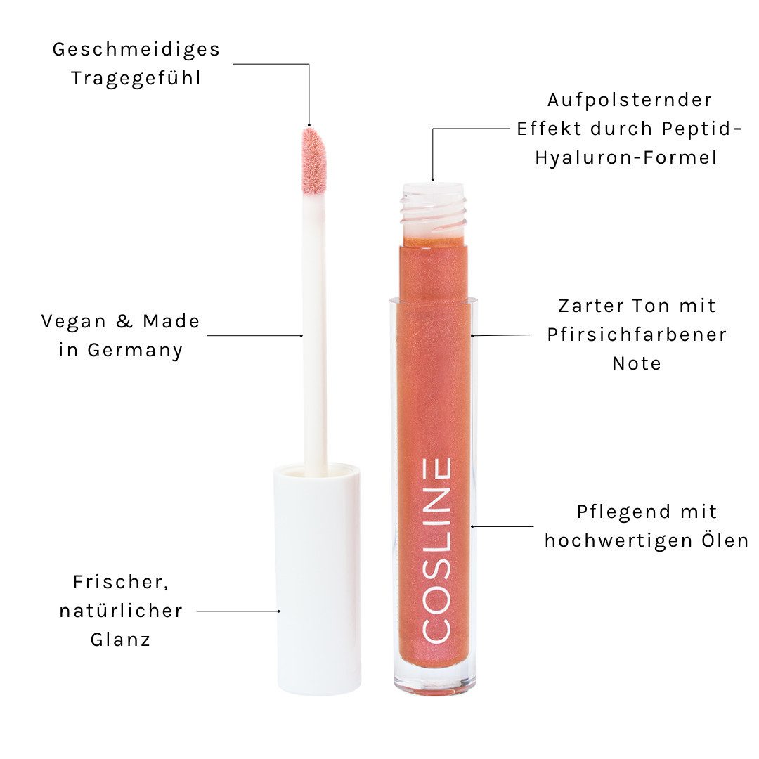 Cosline Cosmetics Lipgloss, mit wertvollen Ölen, pflegend, aufpolsternder Effekt, vegan