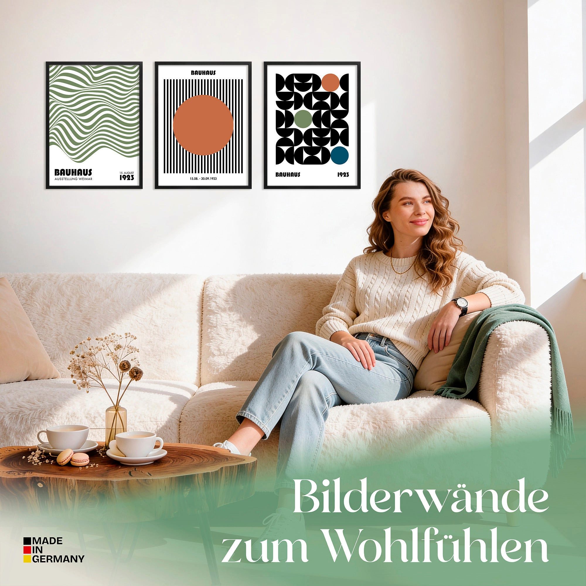 ARTFAVES Bilder-Collage Poster Set Bauhaus Geometrie 2 I mehrteilige Bilderwand I Wandbilder B, (Wandbilder modern, 3 St)