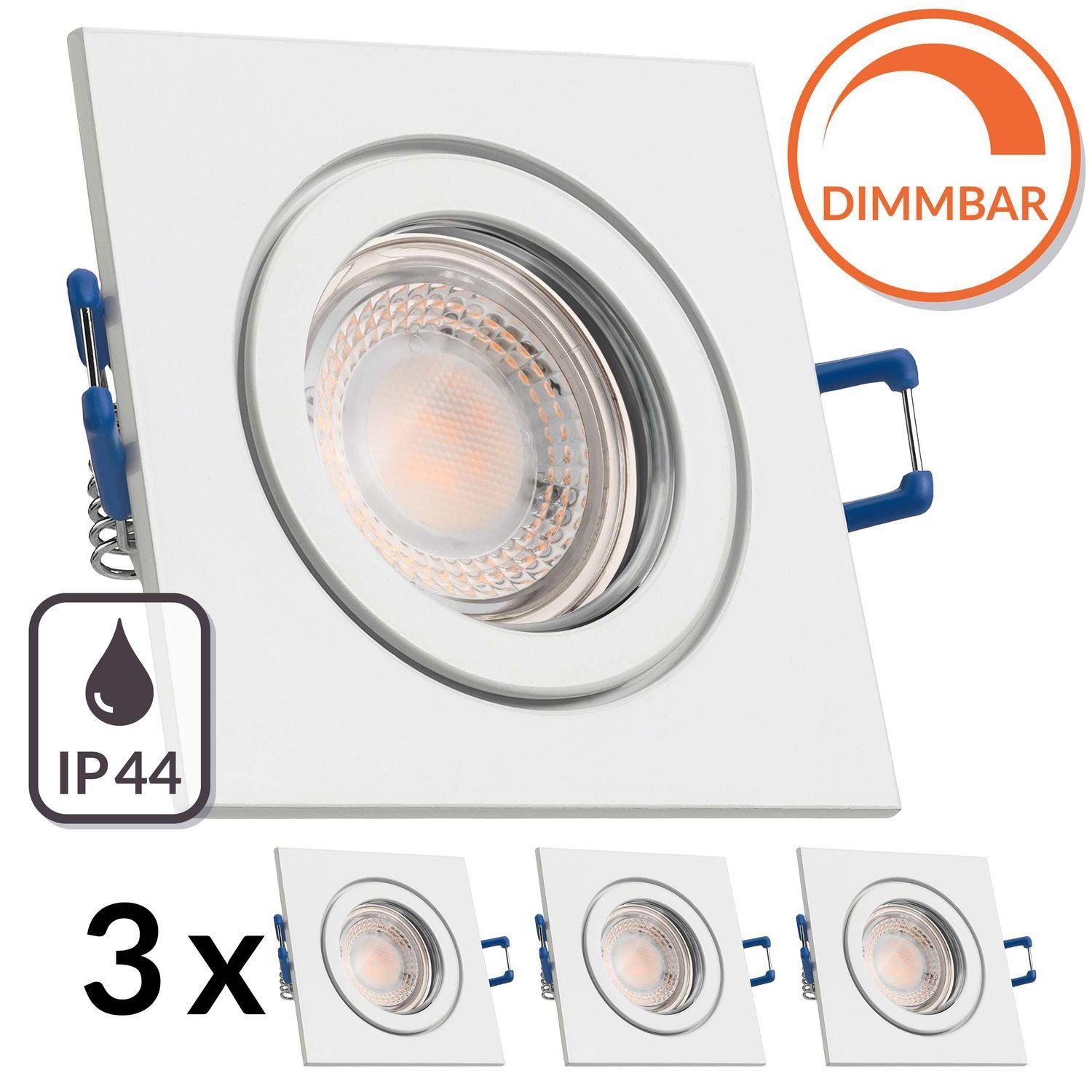 3er Set mit weiß Einbaustrahler LED flach IP44 von 5W in Einbaustrahler LED LED LED LEDANDO extra