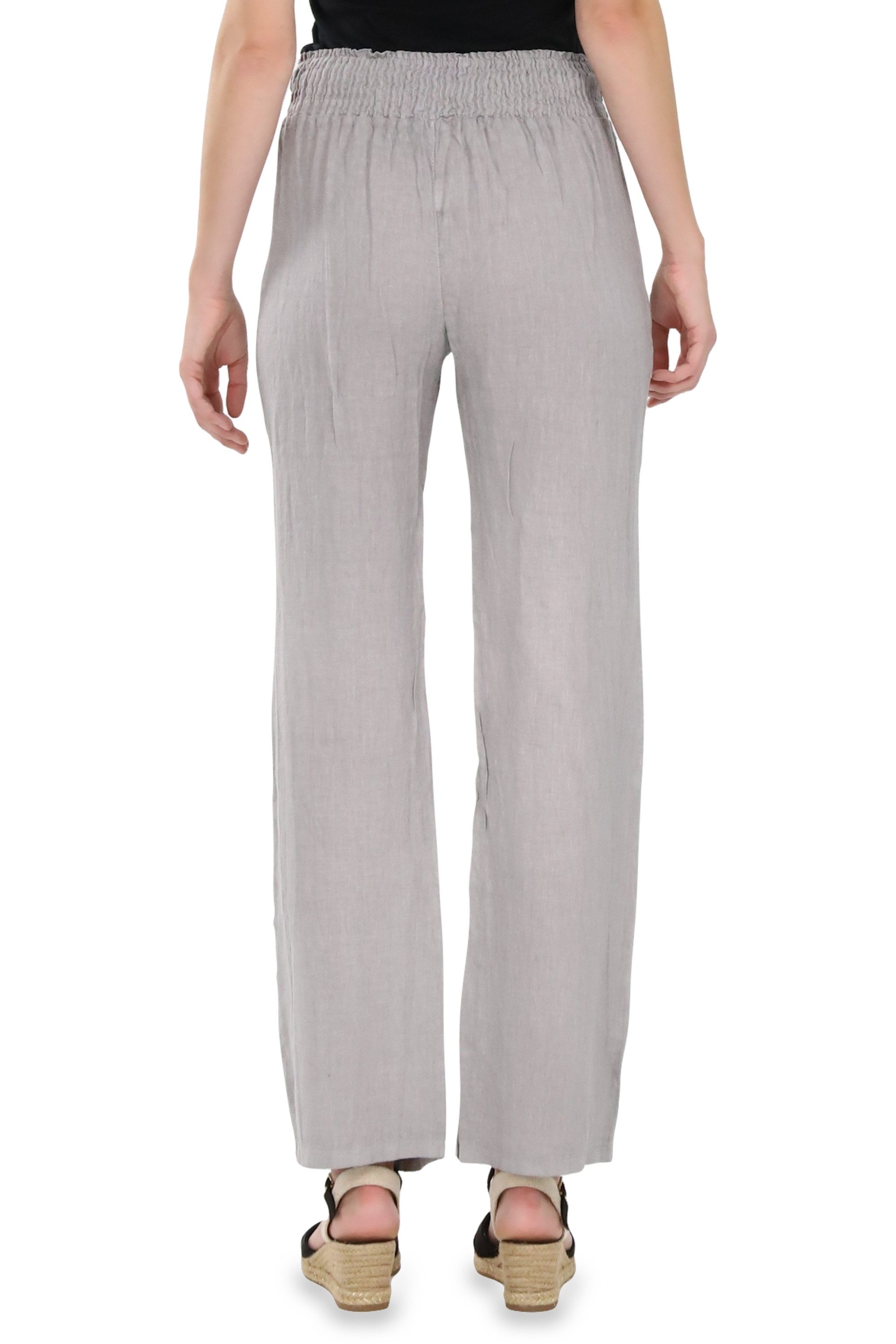 malito more than fashion Leinenhose malito Damen Hose aus Leinen 2727 bequemer und breiter Gummizug