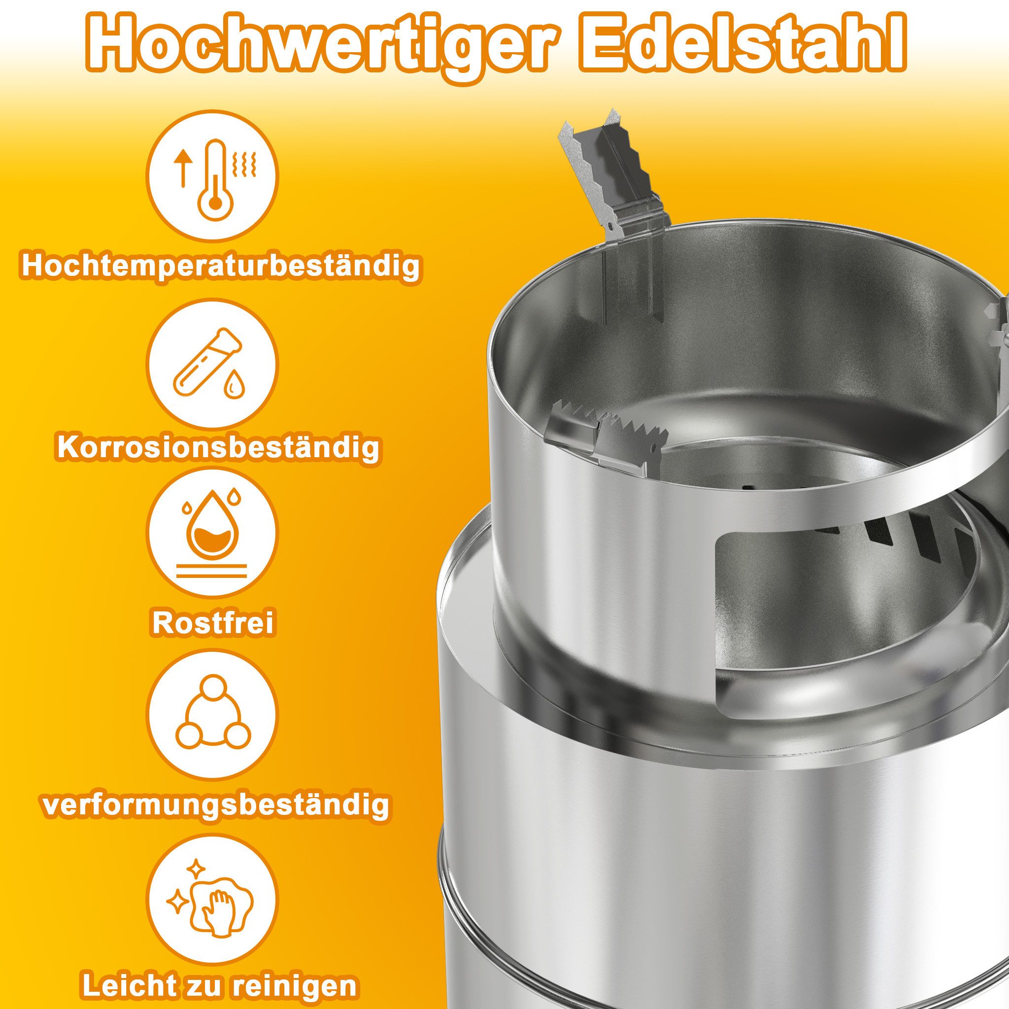 FIVMEN Feuerschale Campingkocher Feuerschale Outdoor Holzvergaser Kocher Edelstahl, Tischkamin mit Aufbewahrungstasche Camping Holzofen, Silber