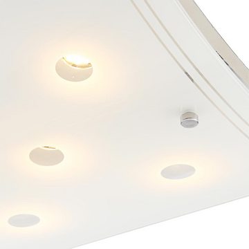Globo LED Deckenleuchte, LED-Leuchtmittel fest verbaut, Warmweiß, LED Deckenleuchte Deckenlampe Glas Chrom geschwungen L 28