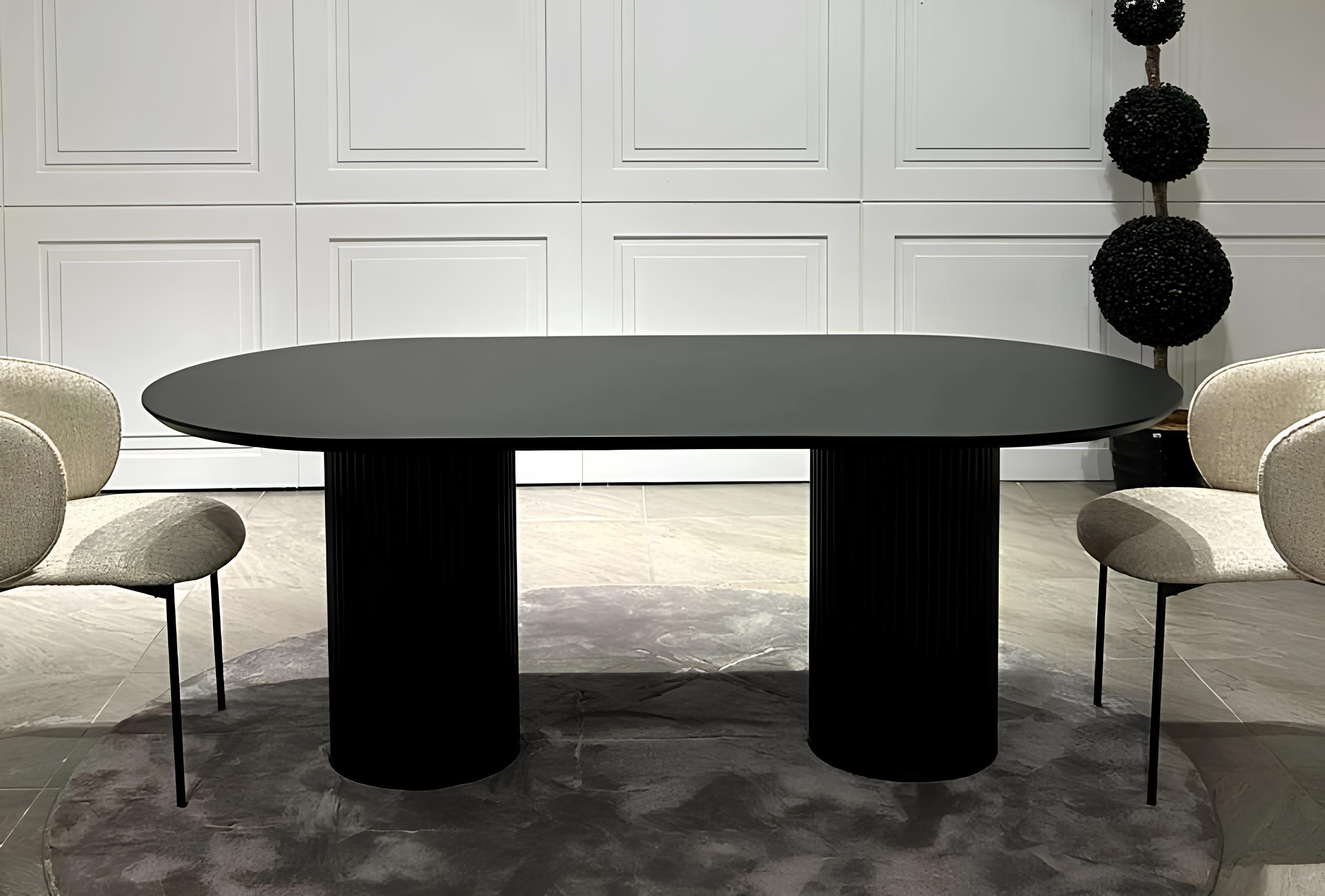 Xlmoebel Esstisch Eleganter ovaler schwarzer Tisch aus hochwertigem Material Sofort (1-St), Eleganter ovaler schwarzer Tisch