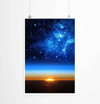 Sinus Art Poster 90x60cm Poster Fotocollage Sonnenaufgang unter dem Sternenhimmel