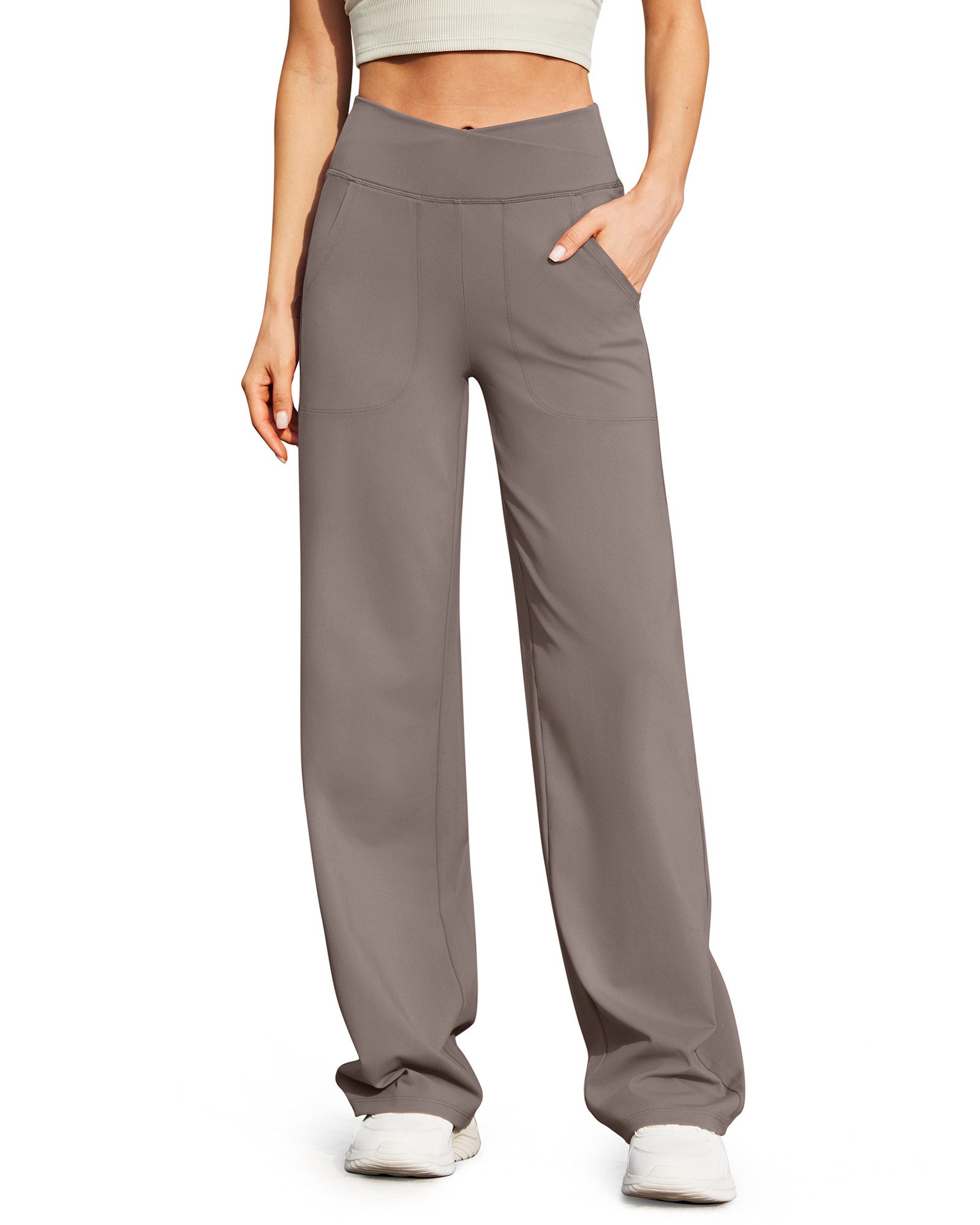 G4Free Jogginghose Damen Jogginghose Hohe Taille Weites Bein Yoga & Alltag Jogginghose mit Taschen