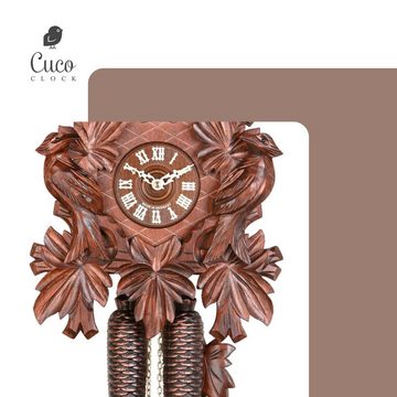 Cuco Clock Pendelwanduhr Kuckucksuhr Schwarzwalduhr "Im Blätterwald" Wanduhr aus Holz (38 x 29 x 16cm, 8 - Tage Werk, manuelle Nachtabschaltung)