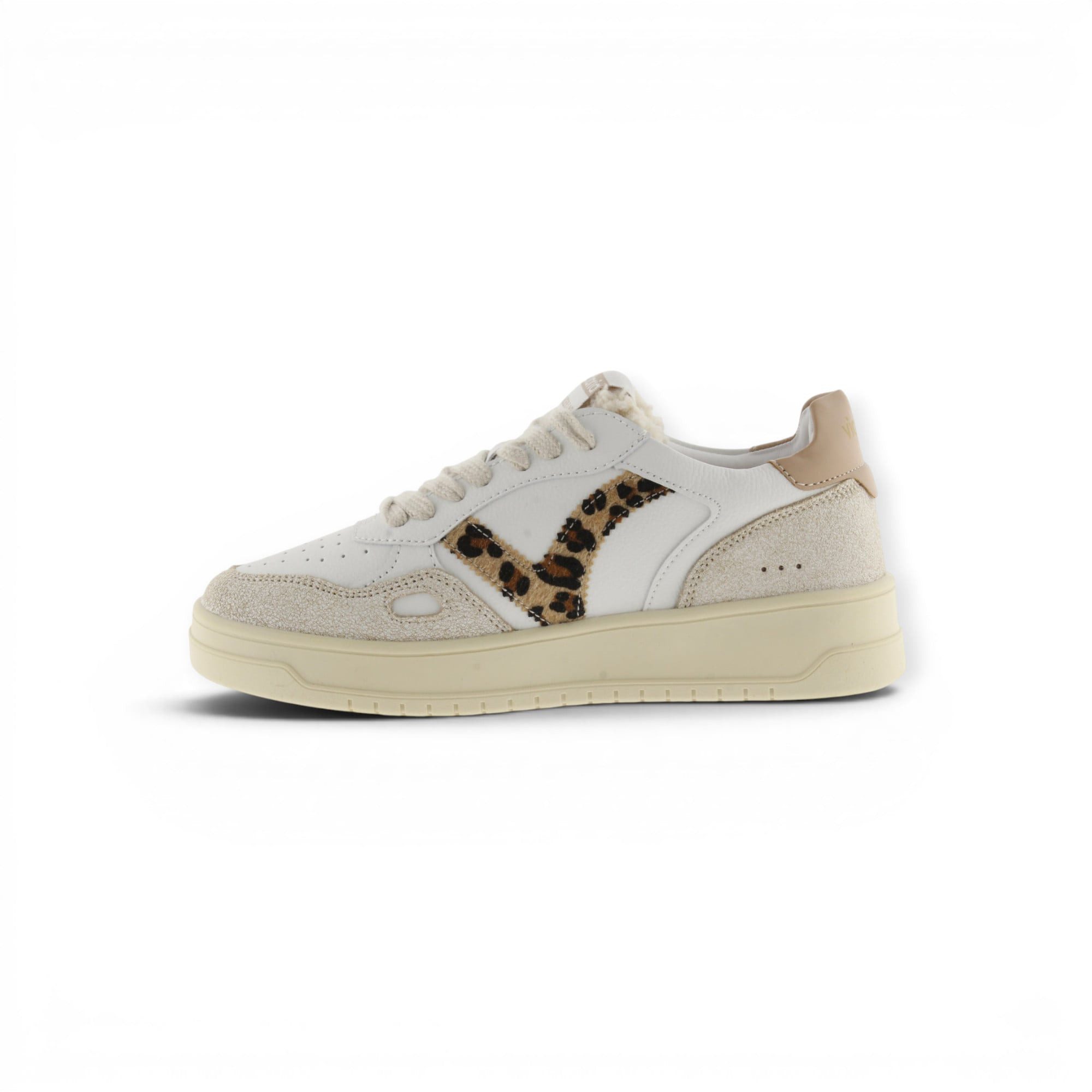 Victoria Seul Animal (Ledereffekt/Velourleder) - weiss/camelbraun Damen Sneaker
