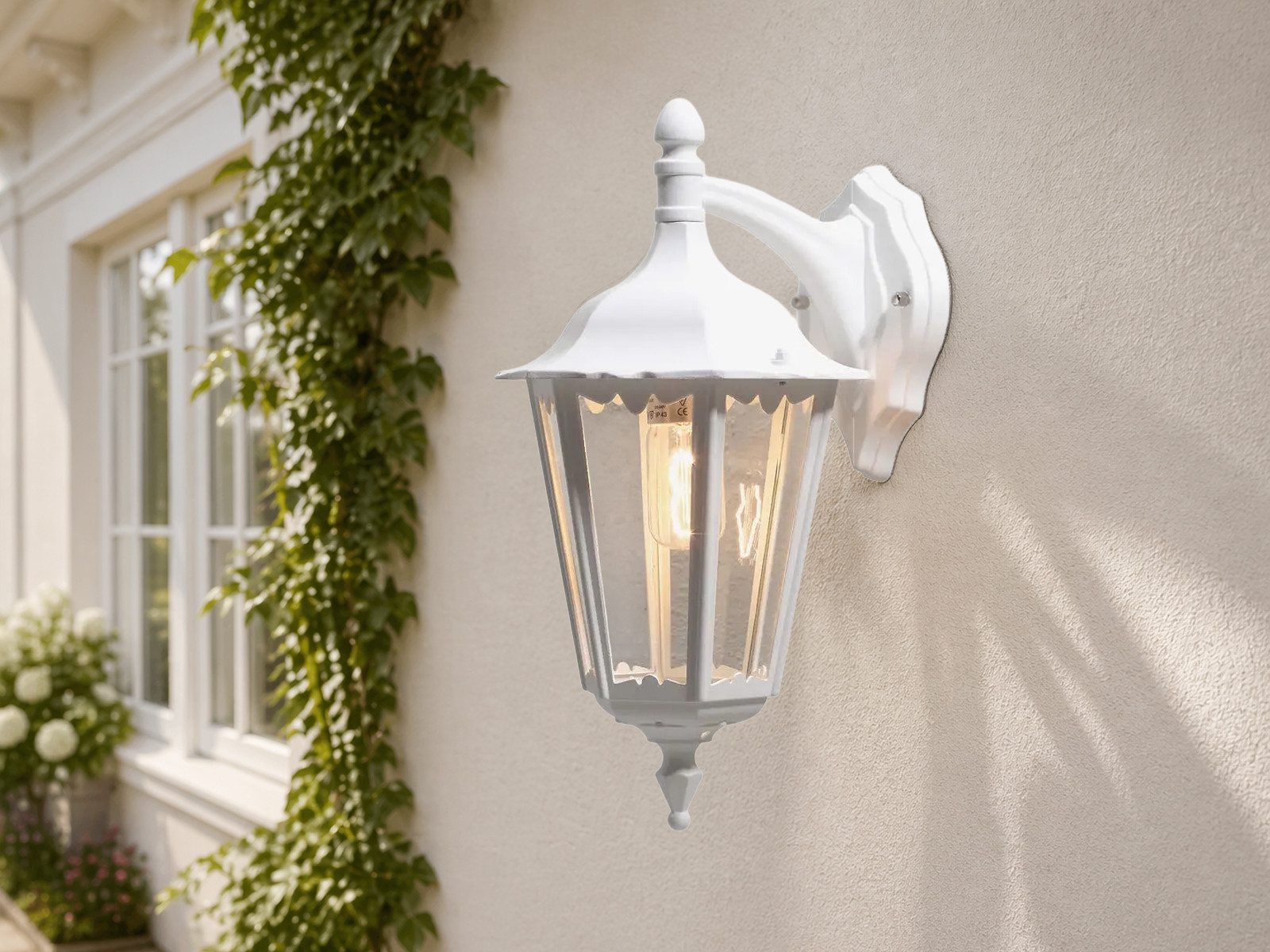 KONSTSMIDE LED Außen-Wandleuchte antike Wand-Laterne hängend, Höhe 45cm, LED wechselbar, Warmweiß, Außenleuchte zur Fassadenbeleuchtung, Außenwandlampe Hausbeleuchtung