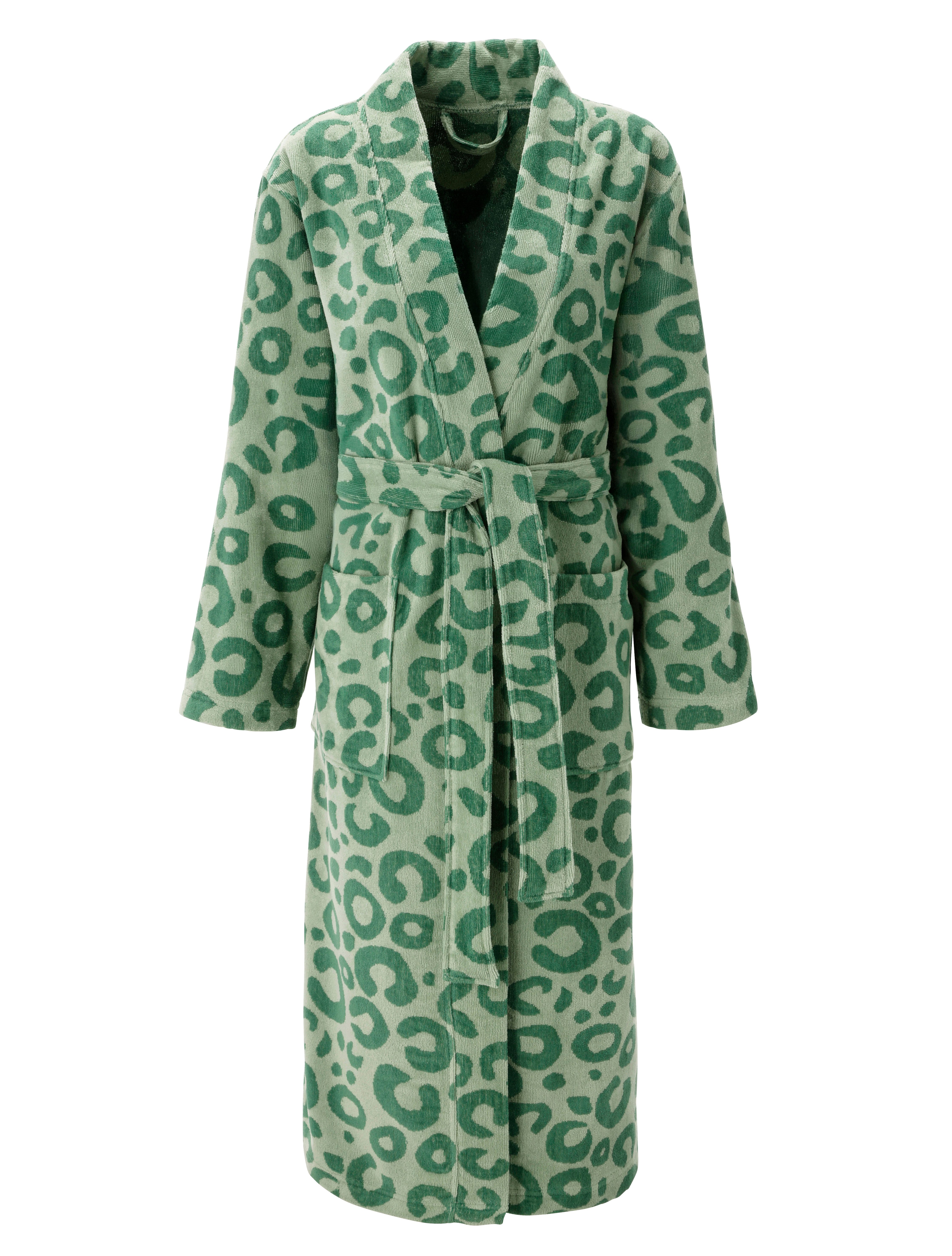 OTTO home Unisex-Bademantel Anna Leo, ideal für Sauna & Spa, Hotelbademantel, Morgenmantel, Langform, Walkfrottee, Kimono-Kragen, Gürtel, für Damen & Herren, mit Taschen, S-3XL, trendiger Animal Print