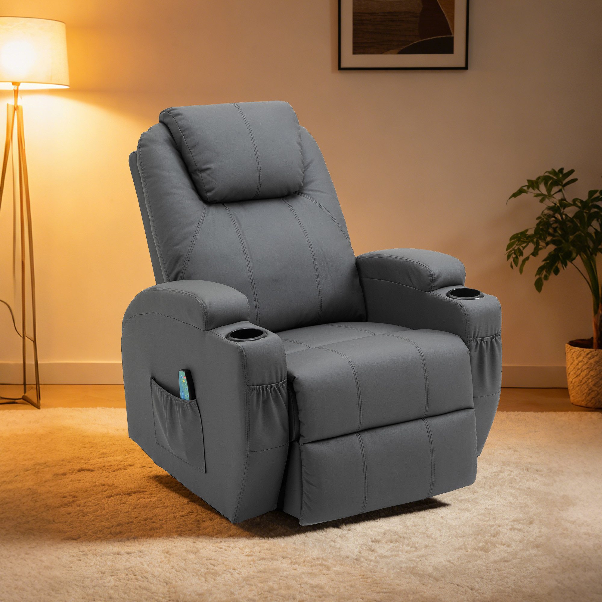 GIHAUVIA TV-Sessel Fernsehsessel Relaxsessel Massagesessel mit Wärmefunktion Vibration.