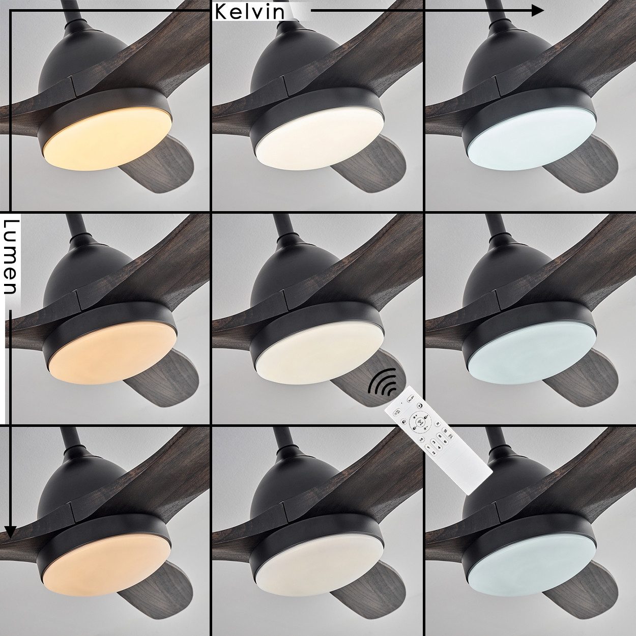 hofstein Deckenventilator dimmbarer Deckenventilator aus Metall/Holz in Sch günstig online kaufen