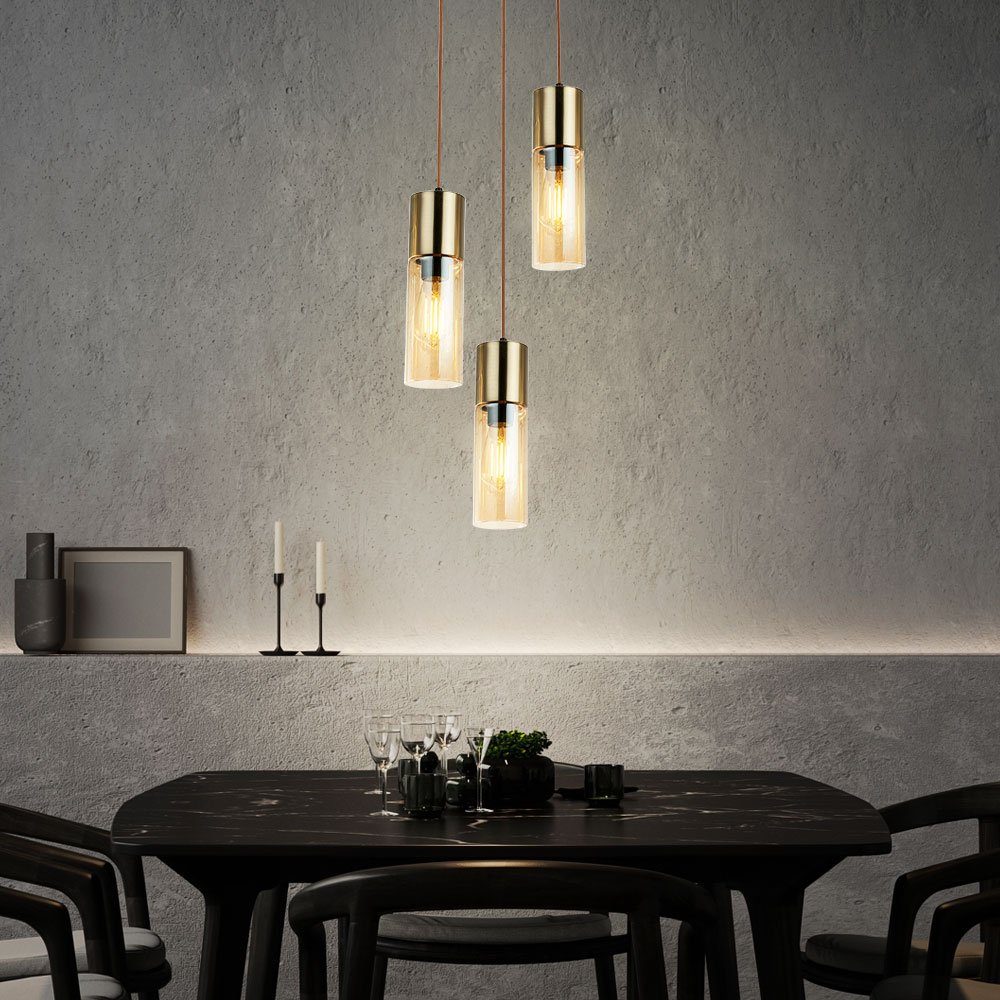 GLOBO LIGHTING LED Pendelleuchte, Leuchtmittel inklusive, Warmweiß, Pendellampe Esstischlampe Hängelampe Glas Wohnzimmerlampe LED H 150 cm