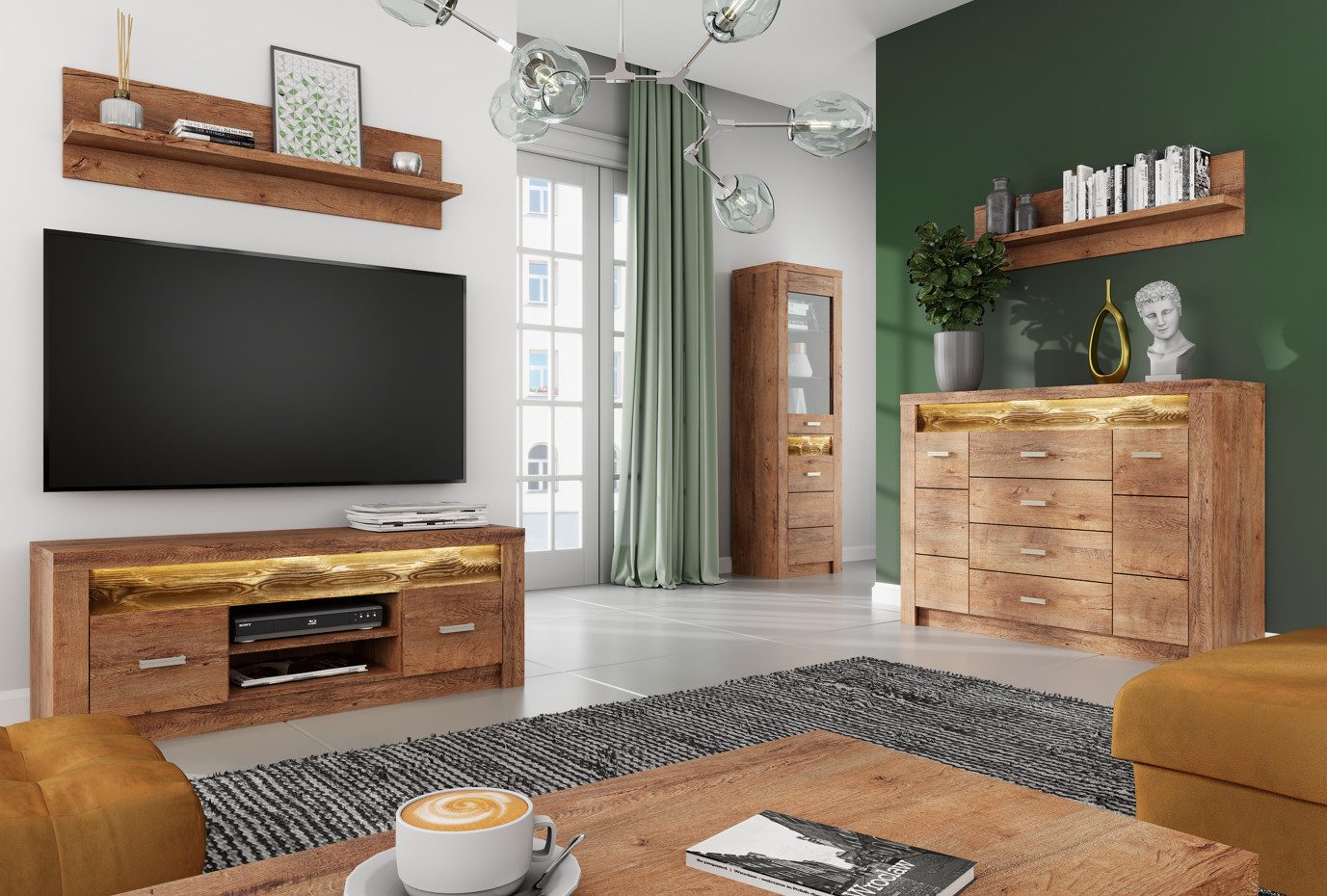 Beautysofa Eckvitrine Polis I-23 mit Glastür & Schrank, 3 Farben