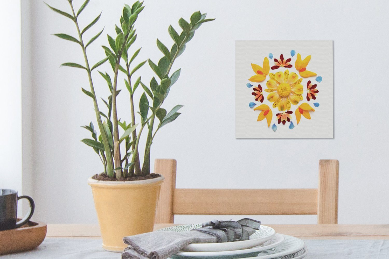 OneMillionCanvasses® Leinwandbild Schlafzimmer (1 St), Blumenkunst, Bilder Wohnzimmer Leinwand für