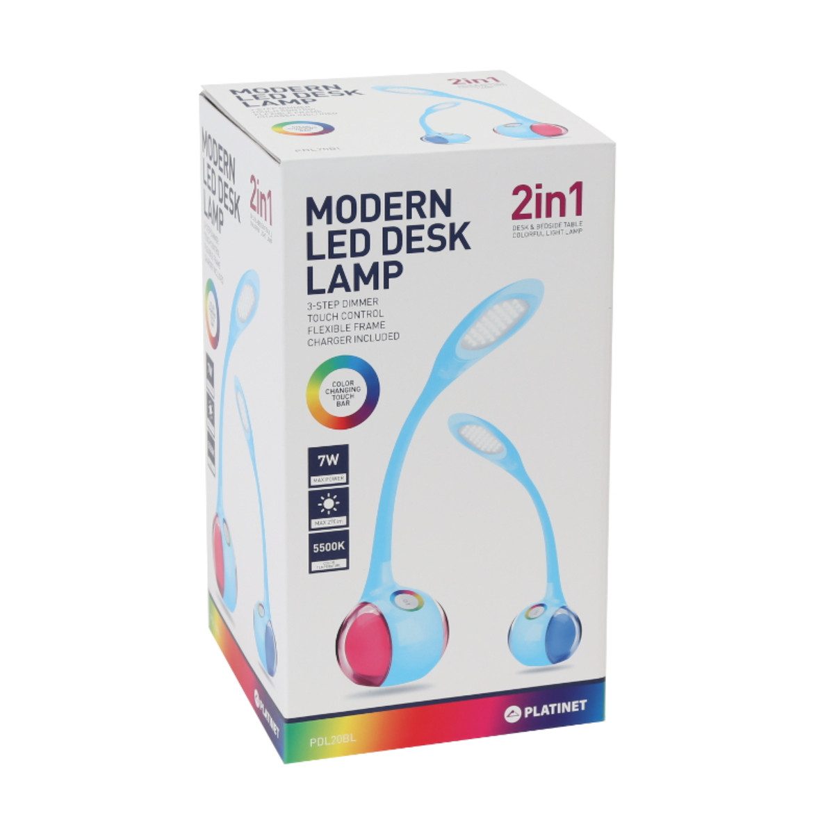 Platinet LED Schreibtischlampe PDL20, LED fest integriert, Kaltweiß, Integriertes Nachtlicht mit regelbarer Intensität