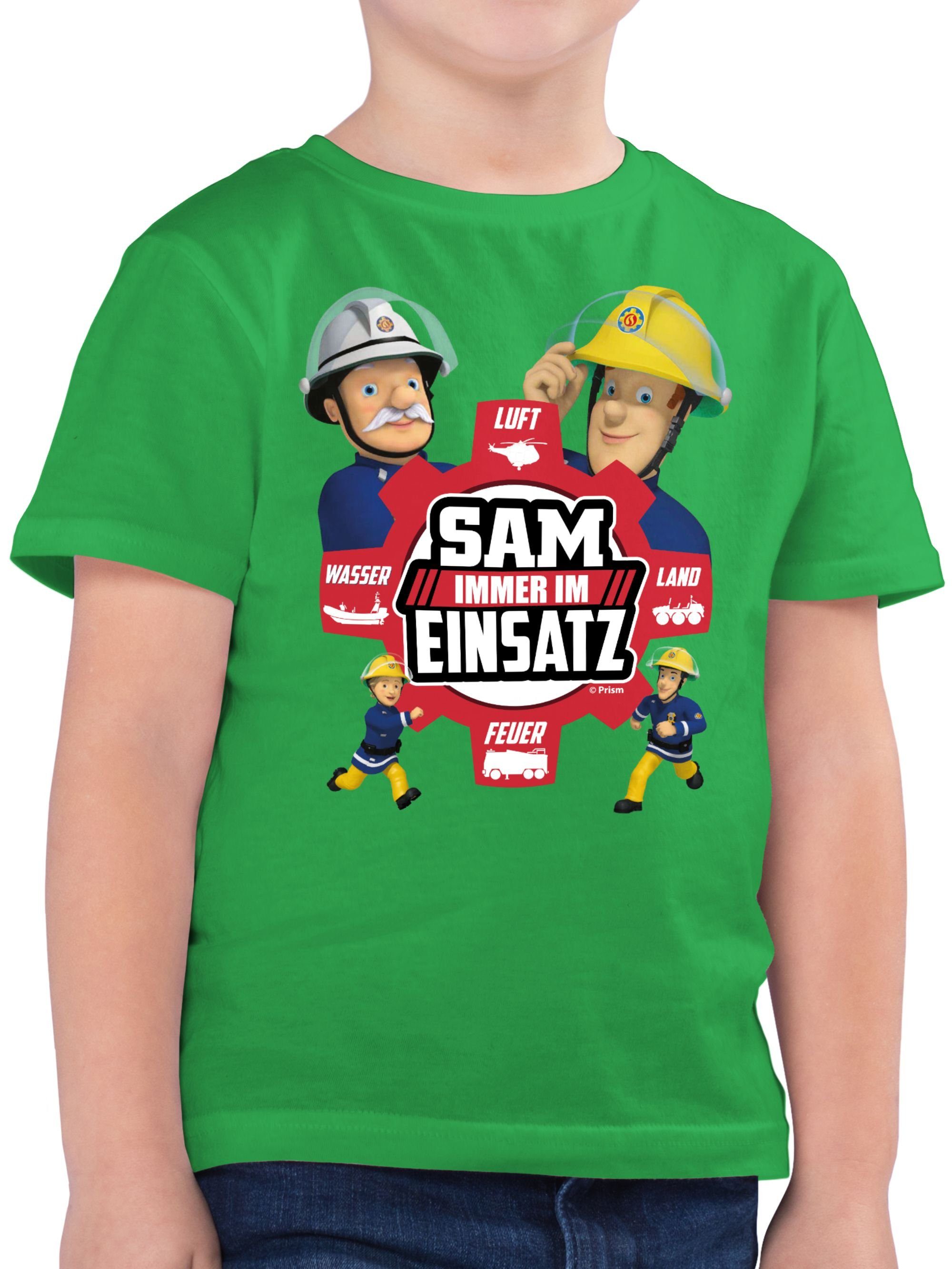 Shirtracer T-Shirt Sam - Immer im Einsatz - rot - Feuerwehrmann Sam Jungen - Jungen Kinder T-Shirt t shirt sam - feuerwehr kleidung für kinder