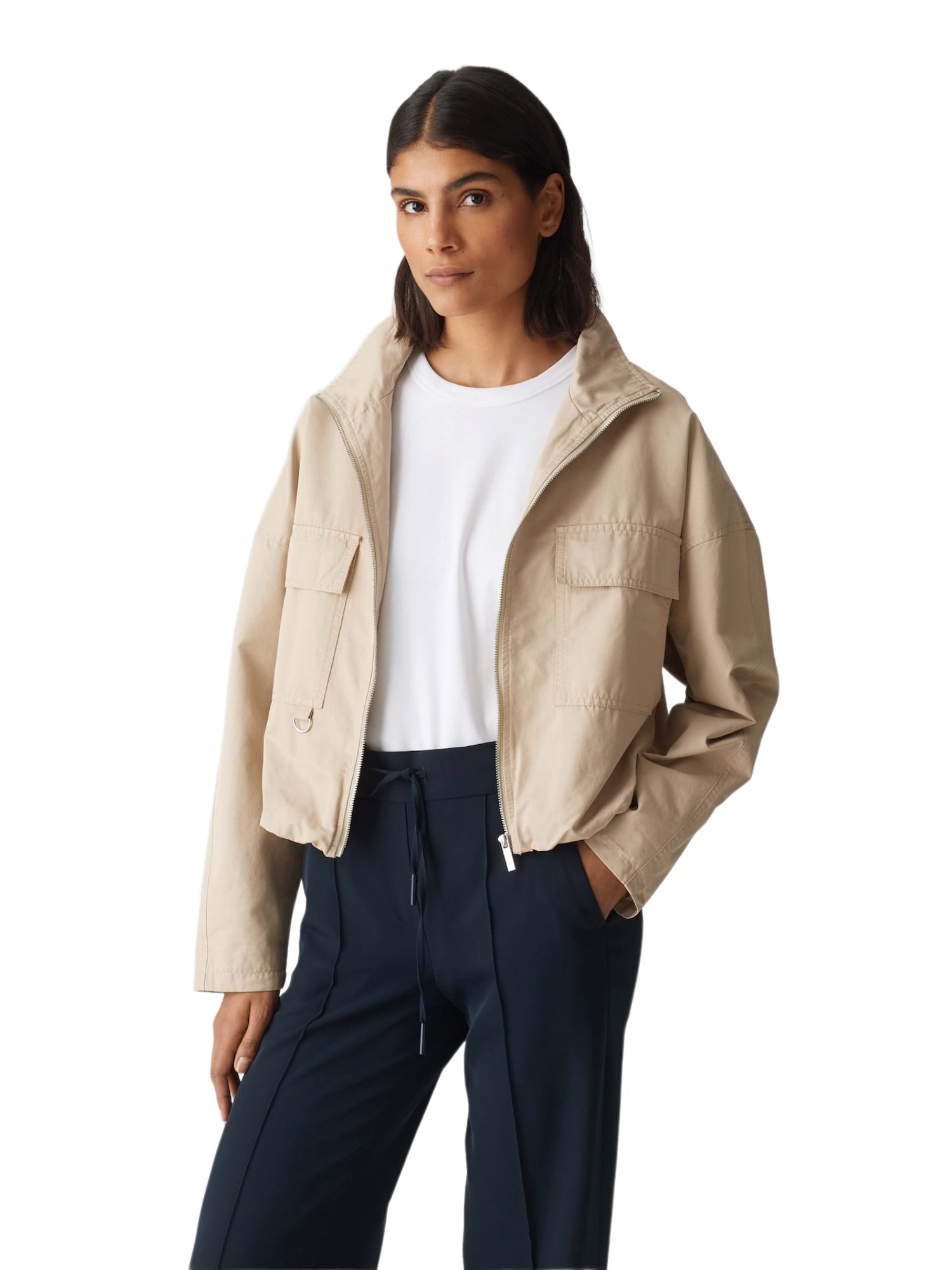 OPUS Kurzjacke natur,Casual,Baumwolle,Unifarben,Umlegekragen,Lang,Regular Fit
