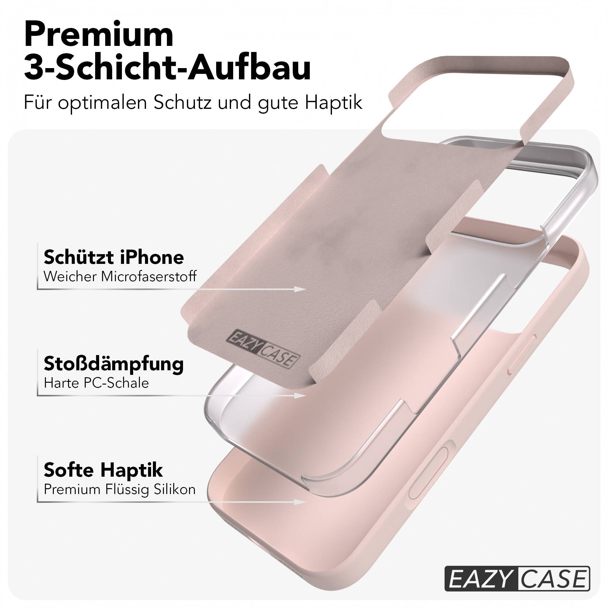 EAZY CASE Handyhülle für Apple iPhone 17 Pro Max Hülle Silikon 6,9 Zoll, Schutzhülle mit Kameraschutz stoßfest Bumper Case Rose – Bild 5 von 5