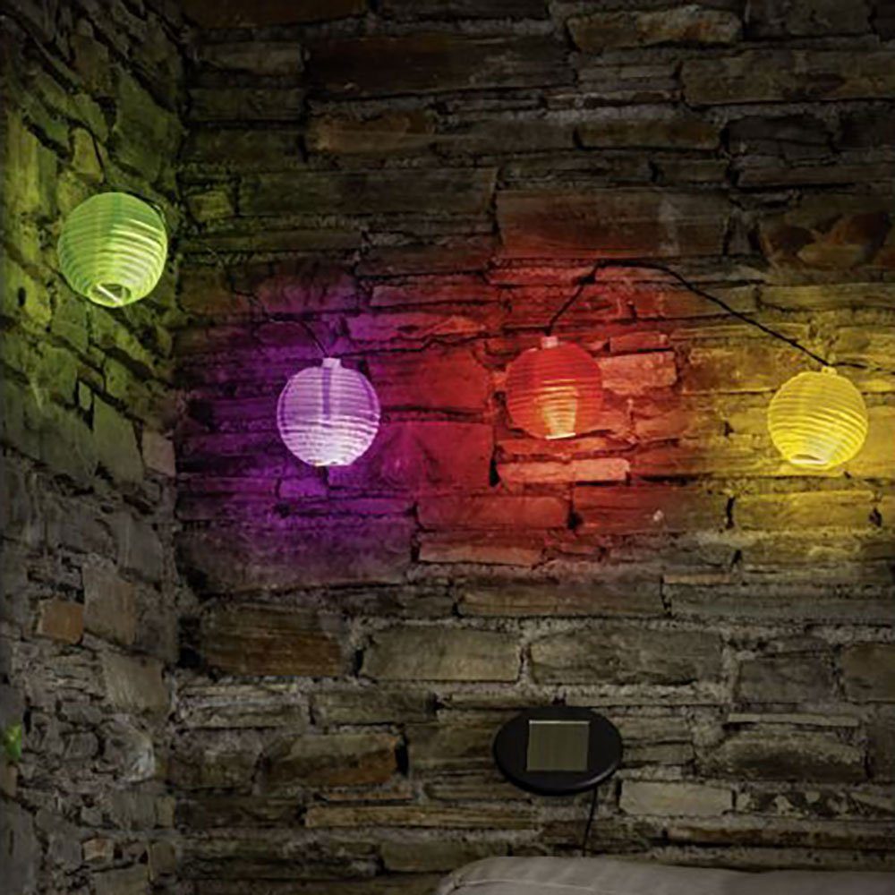etc-shop Gartenleuchte, LED-Leuchtmittel fest Solar Leuchte Außen mehrfarbig Steck Erdspieß Lampions LED verbaut