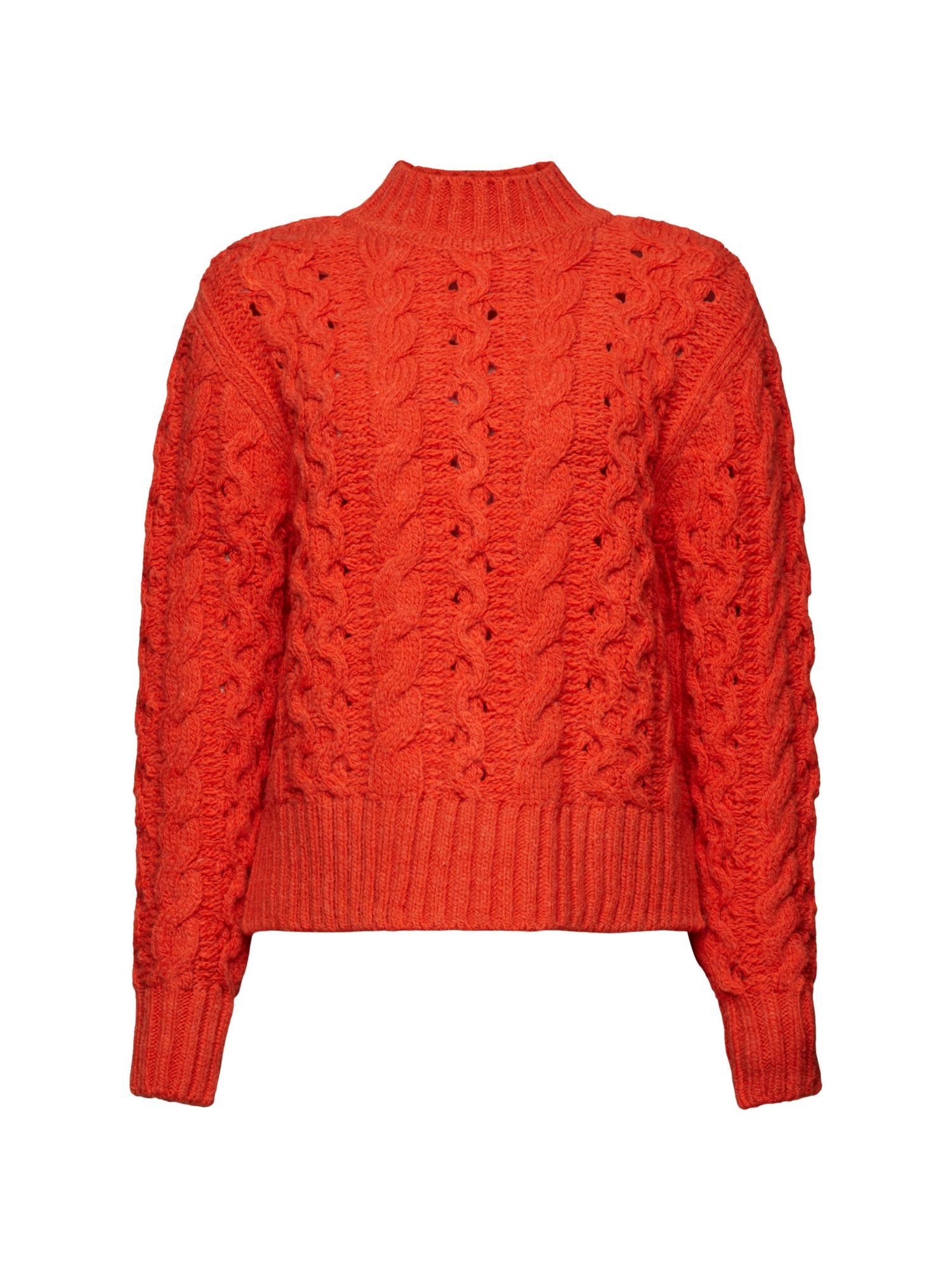 BRIGHT Stehkragenpullover Esprit edc ORANGE Wollmix by aus Zopfstrickpullover