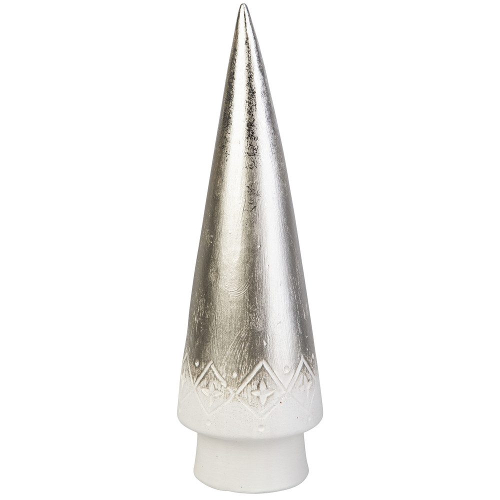 MICA Weihnachtsfigur Deko-Tannenbaum spitz weiß/silber - ca. 10 x 10 x 31,5 günstig online kaufen
