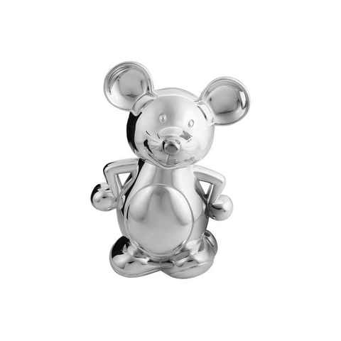 EDZARD Spardose Maus, versilberte Sparbüchse mit Anlaufschutz, Sparschwein im modernen Design, ideal als Geschenk, Höhe 19 cm