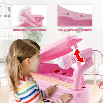 KOMFOTTEU Keyboard Kinder, mit Mikrofon, LED-Licht & MP3-Schnittstelle