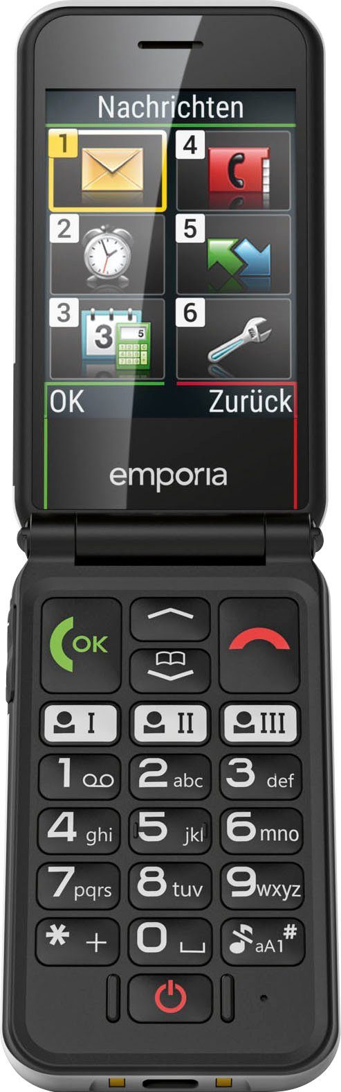 Emporia emporiaSIMPLICITYglam Klapphandy (7,11 cm/2,8 Zoll, 0,06 GB  Speicherplatz), Standby-/Gesprächszeit bis zu 400 / 8 Std. (2G), Akku:  Lithium-Ionen, 1300 mAh