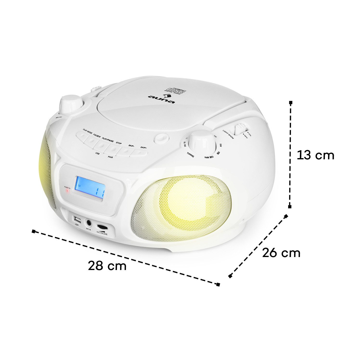 Auna Roadie Sing CD Boombox Stereoanlage (FM-Radio, Kinder CD Player tragbar Musikbox Bluetooth CD Spieler Radio Soundbox)