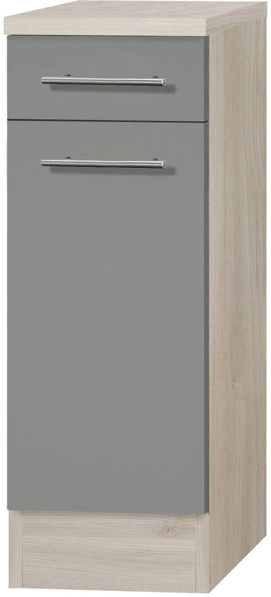 OPTIFIT Unterschrank Bern und | cm 30 breit, mit 1 Tür Füßen akaziefarben basaltgrau/akaziefarben mit höhenverstellbaren Schubkasten