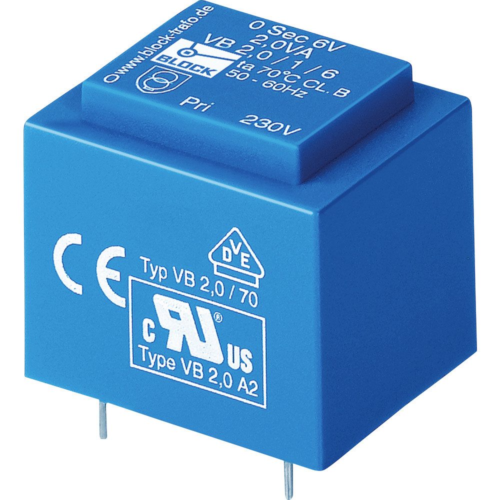 Block BLOCK VB 3,2/2/12 Printtransformator 1 x 230 V 2 x 12 V/AC 3.2 VA 133 Trafo