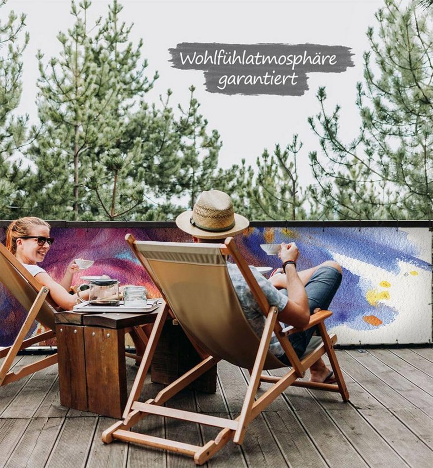 Thumbnail - MyMaxxi Sichtschutzelement Balkonbanner Gemälde aus Wasserfarben Balkon Sichtschutz Garten