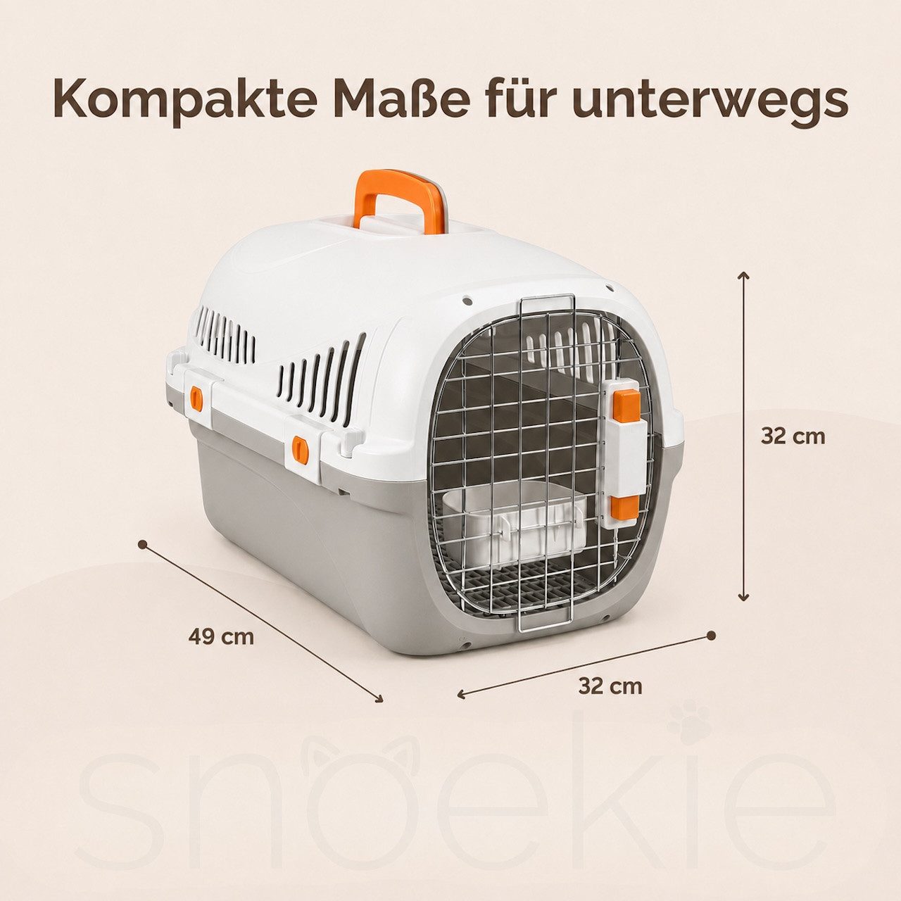 SNOEKIE Tiertransportbox SNOEKIE Transportbox für Katzen, kleine Hunde, Kunststoff, Metalltür bis 15 kg, Stabile Konstruktion, leicht zu reinigen, Sicherer Verschluss