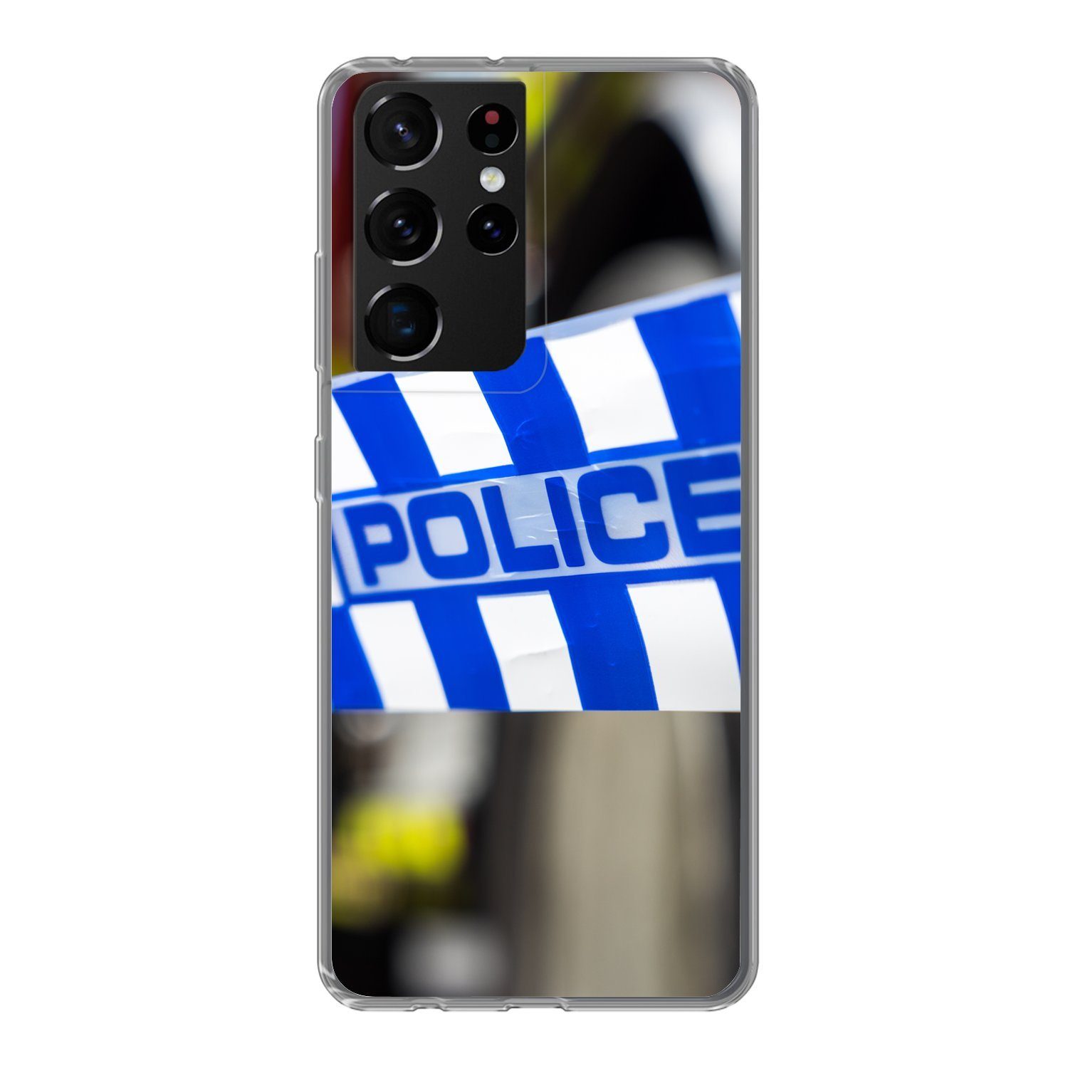 MuchoWow Handyhülle Polizei-Reifen, Phone Case, Handyhülle Samsung Galaxy  S21 Ultra, Silikon, Schutzhülle