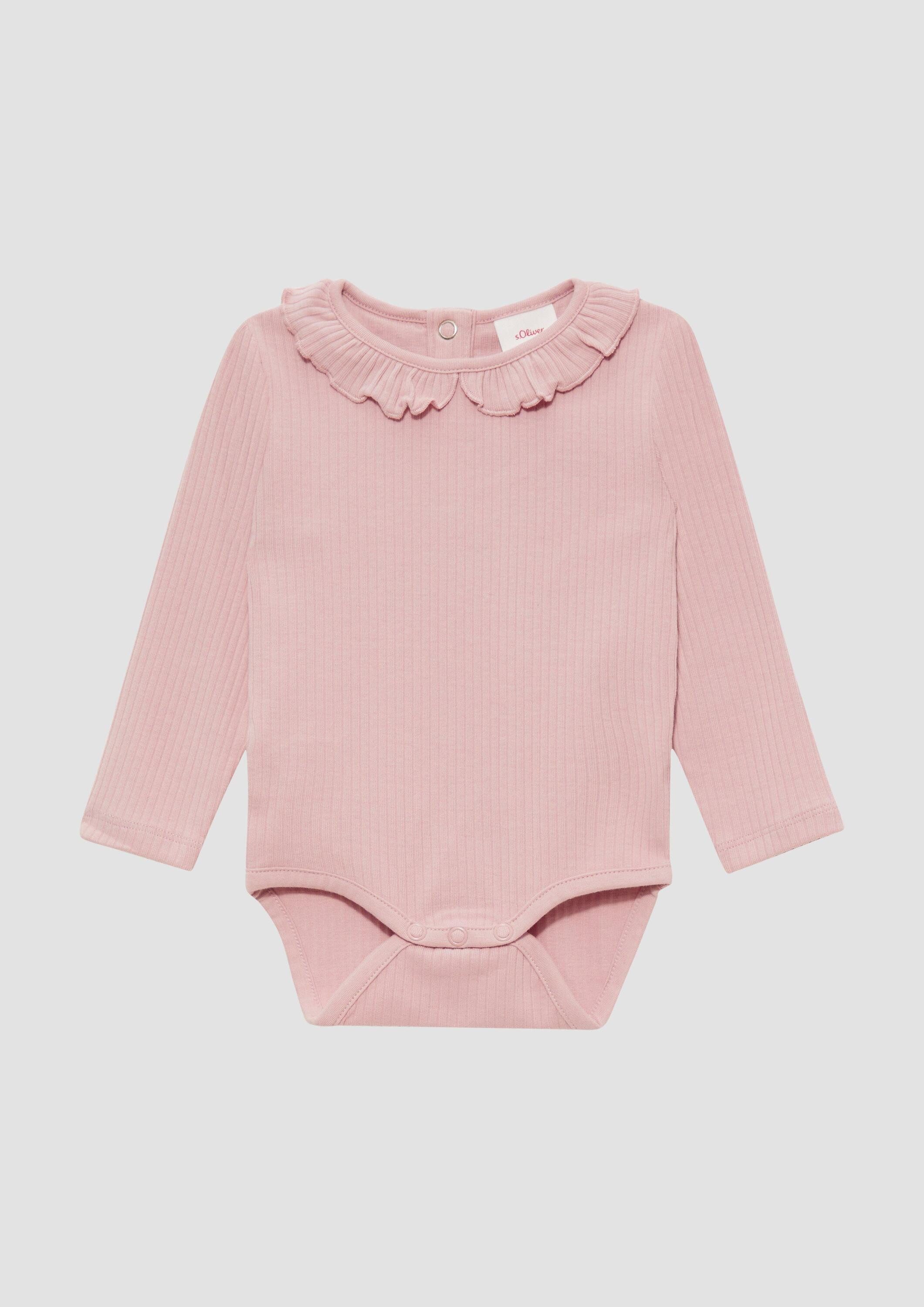 s.Oliver Shirtbody T-Shirt Body Gerippter Body mit Rüschenkragen