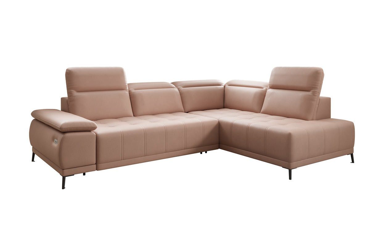 Luxusbetten24 Schlafsofa Designer L Sofa Lyra in Echtleder, mit elektrischer Schlaffunktion