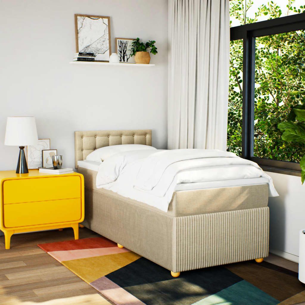 vidaXL Bett Boxspringbett mit Matratze Creme günstig online kaufen