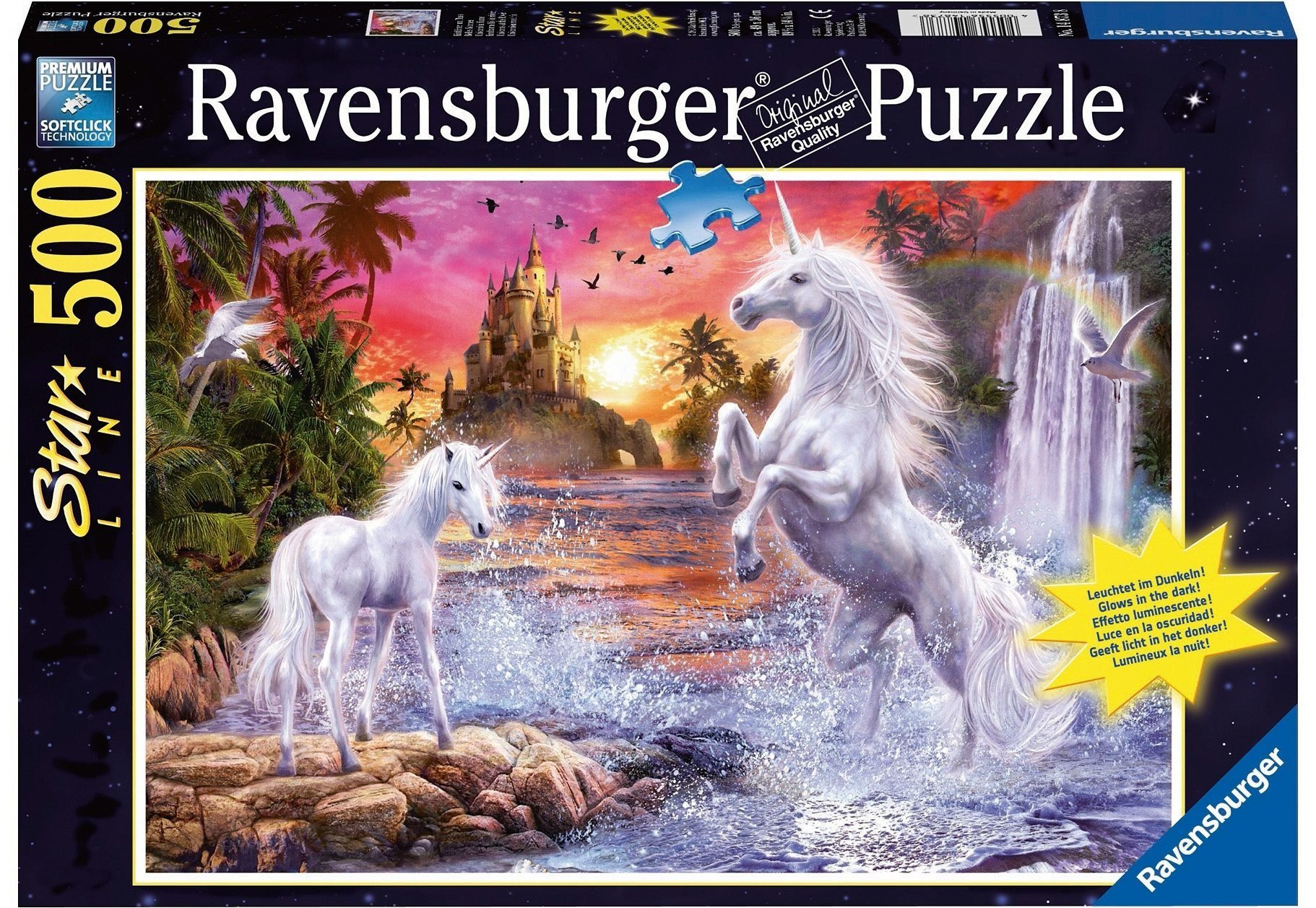 Ravensburger Puzzle Einhörner leuchtet im Dunkeln, - Germany, Puzzleteile, in Fluss, schützt weltweit 500 Wald FSC® am - Made