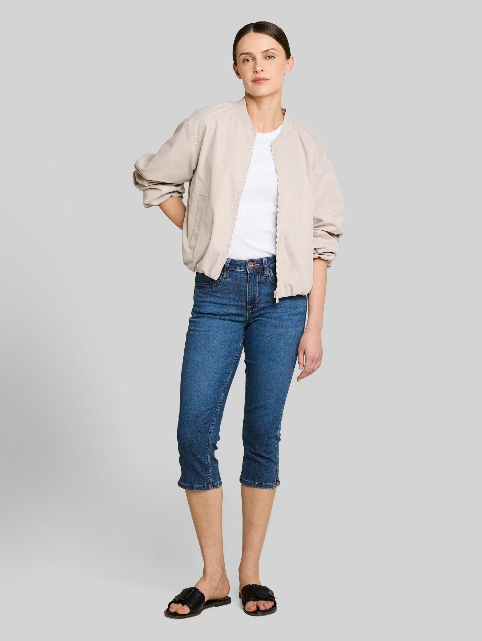 TOM TAILOR Slim-fit-Jeans Jeanshosen TTLENE SLIM Capri Jeans mit hohem Stretch
