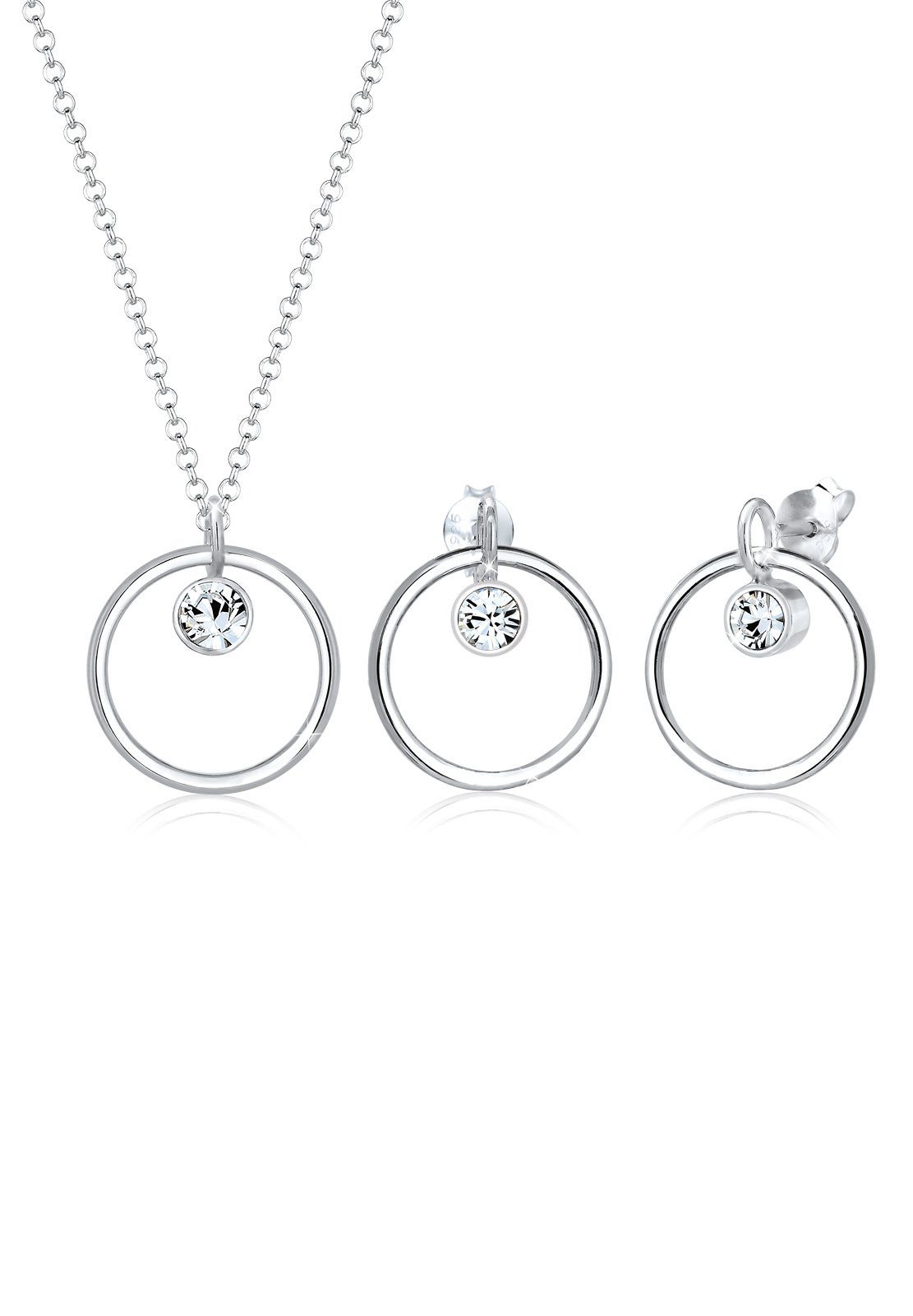 Elli Schmuckset »Kreis Geo Swarovski® Kristalle 925 Silber Tondo« online kaufen OTTO