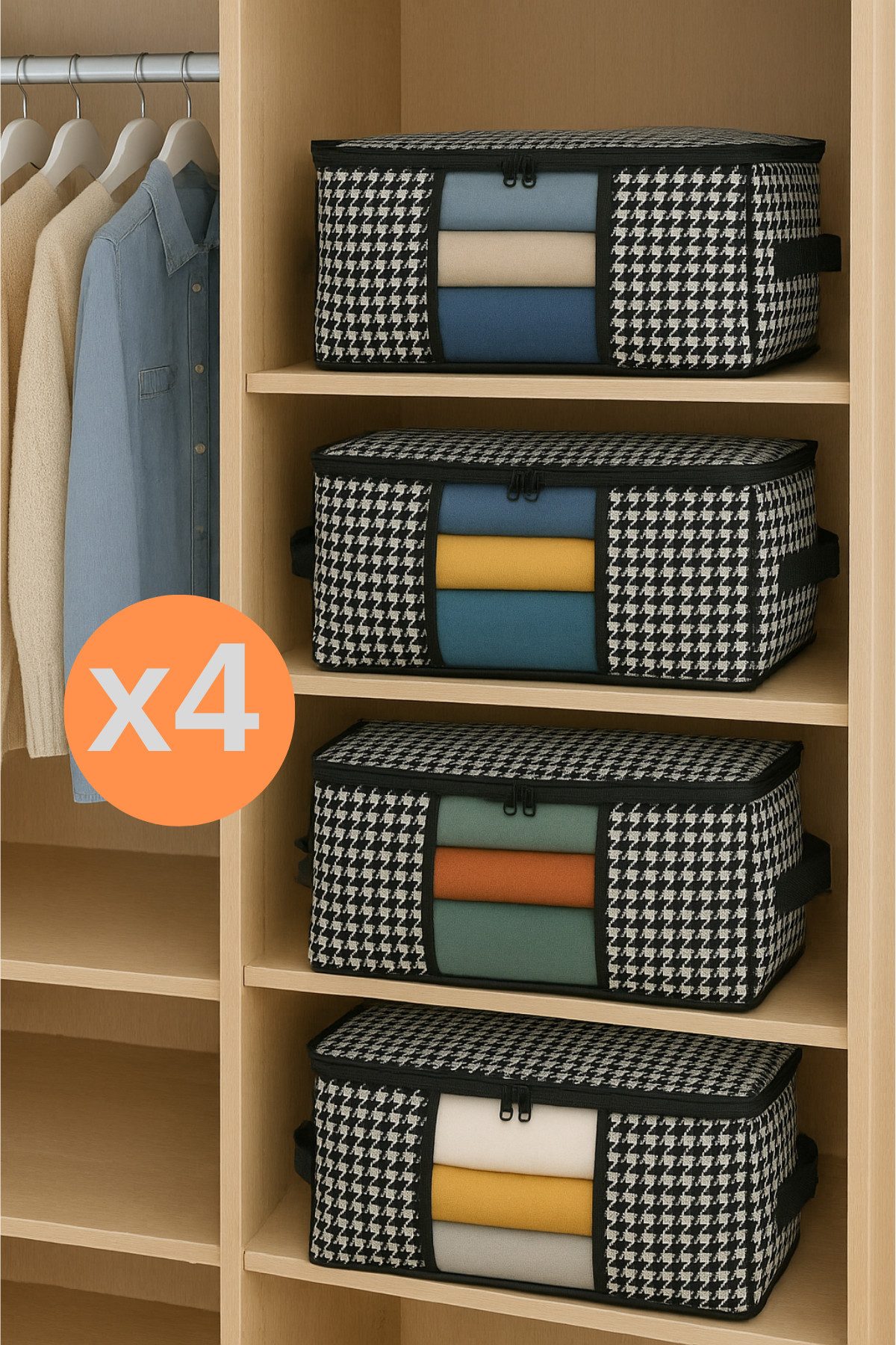 Formeya Organizer 4er-Set Kleiderschrank-Organizer mit Sichtfenster 40x40x30 cm
