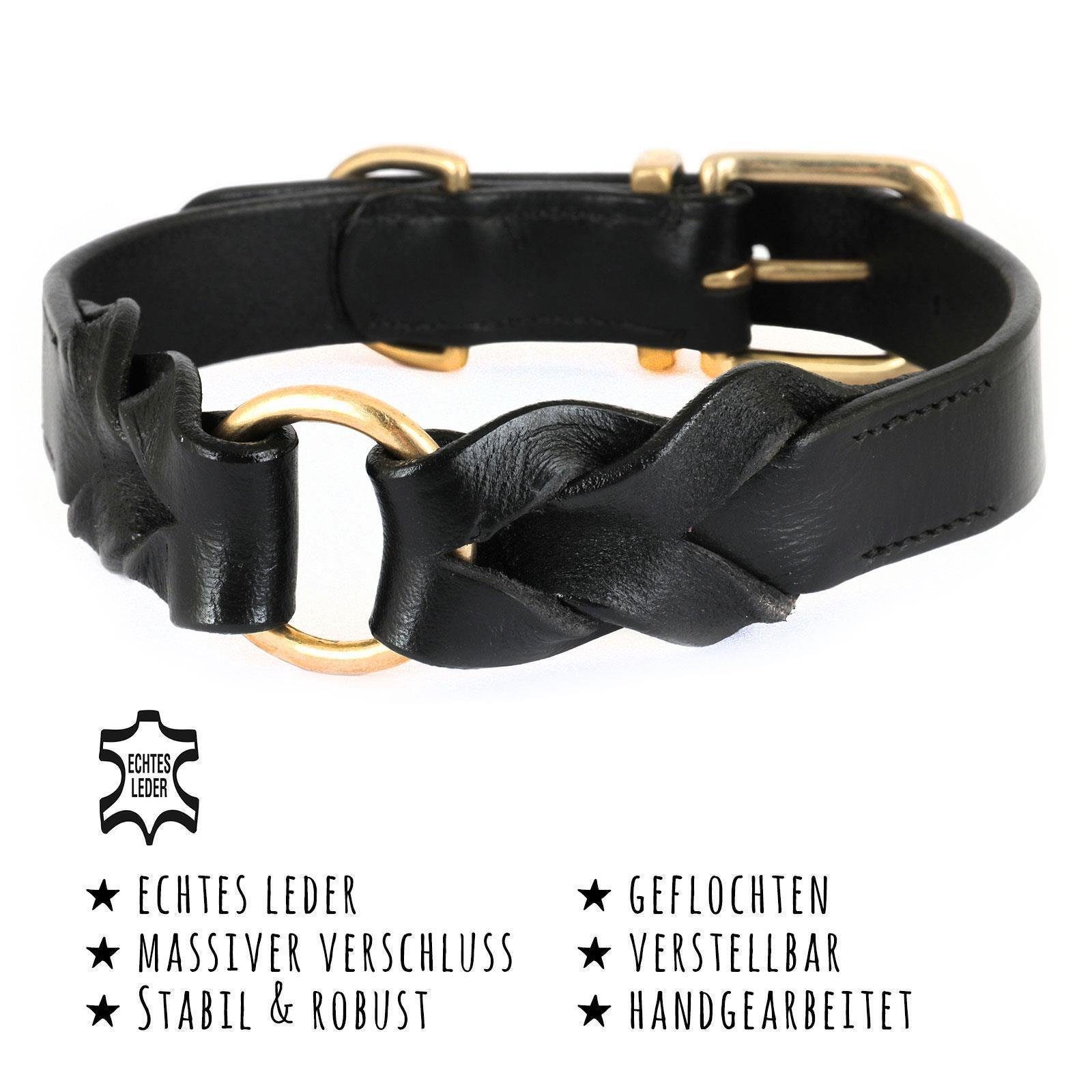 Monkimau Hunde-Halsband Hundehalsband aus Leder, Leder