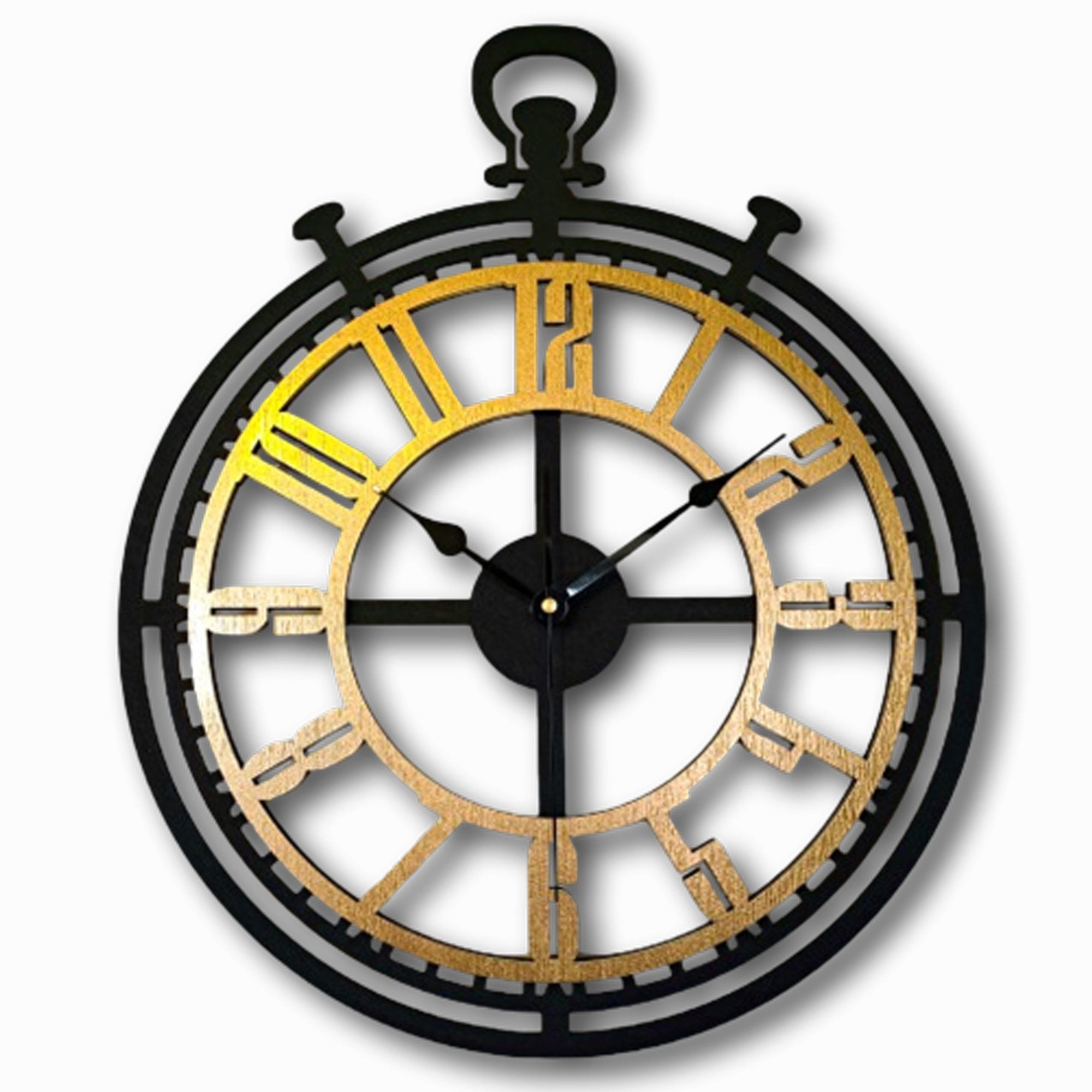 ORNAMENTI Wanduhr Grosse, moderne, geometrische, hingucker Wanduhr, Holz (römisch, römische Ziffern, ohne Ticken, Wanddeko)