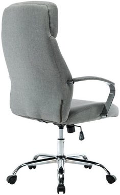 TPFLiving Bürostuhl Fargo mit bequemer Rückenlehne - höhenverstellbar und 360° drehbar (Schreibtischstuhl, Drehstuhl, Chefsessel, Konferenzstuhl), Gestell: Metall chrom - Sitzfläche: Stoff grau