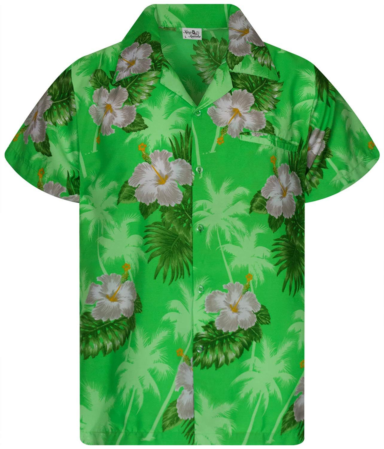 King Kameha Hawaiihemd Small Flower Kids Funky Hawaii-Hemd Kinder Kurzarm Front-Tasche